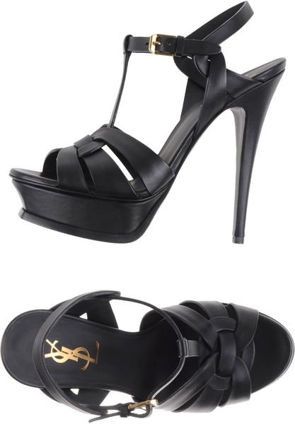 Yves Saint Laurent Rive Gauche High-Heel Platform Sandals in Black | Lyst
