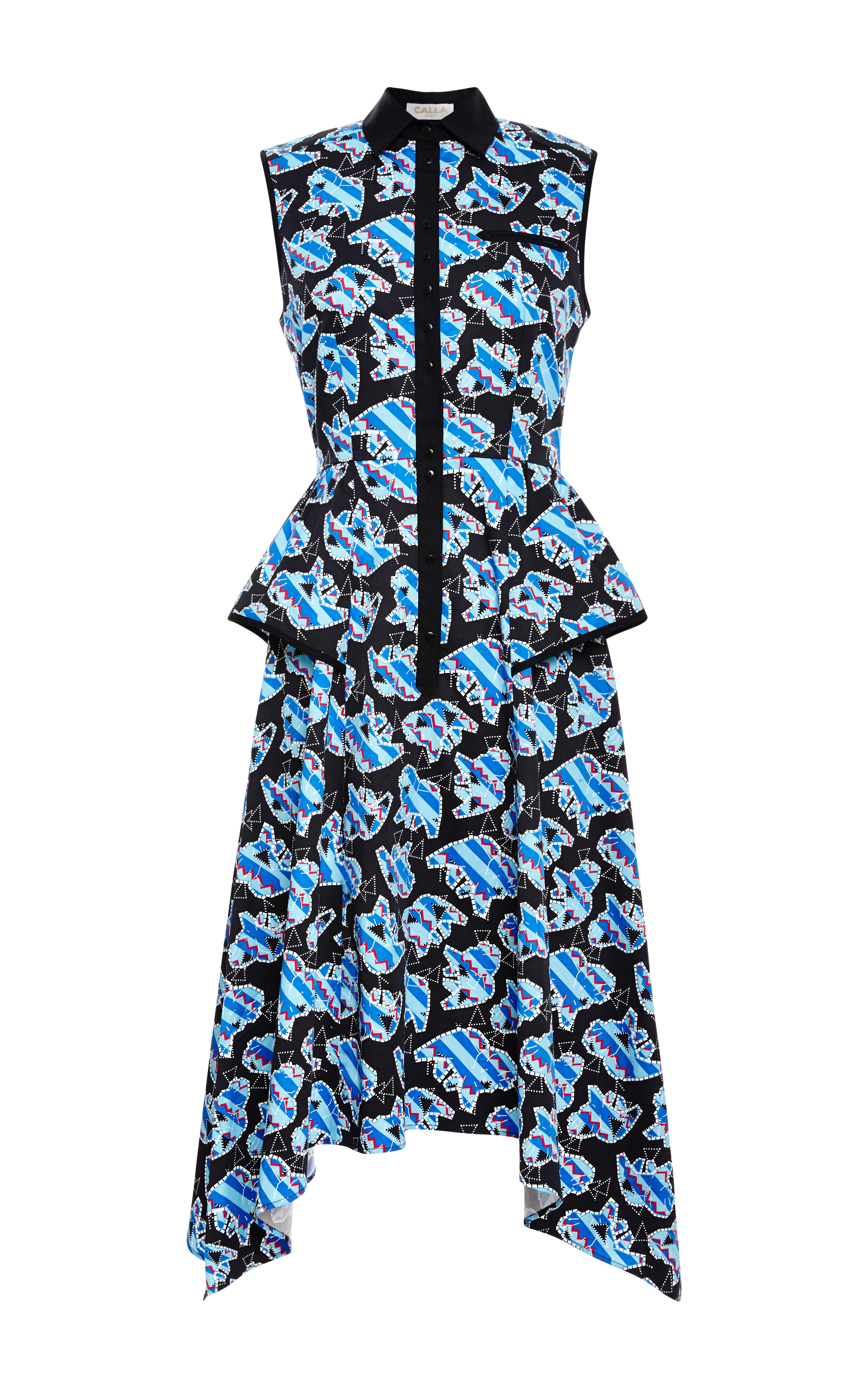 Lyst - Calla Cotton Poplin Elastic Lilly Print Dress in Blue