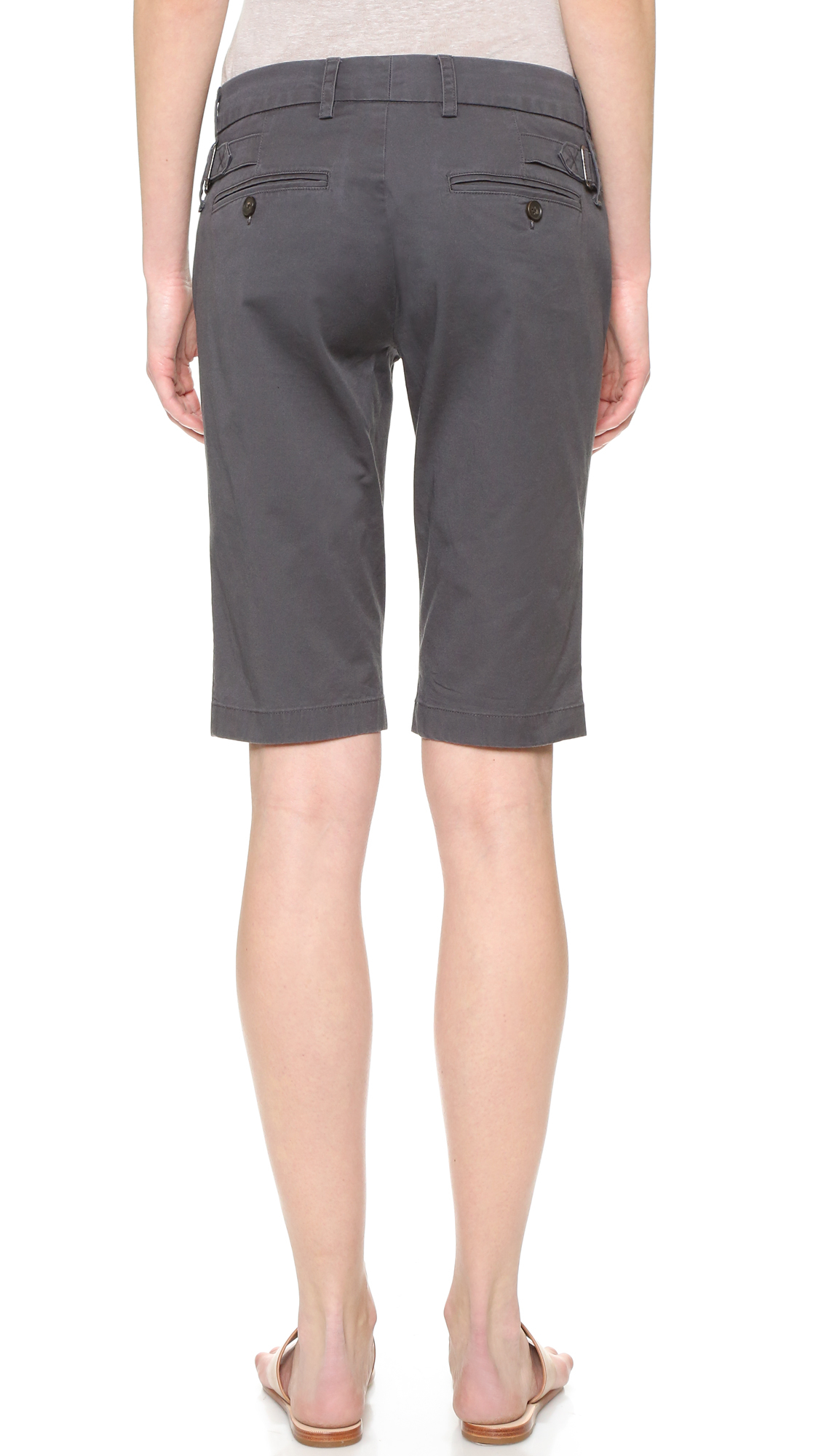 Lyst Vince Side Buckle Bermuda Shorts in Gray
