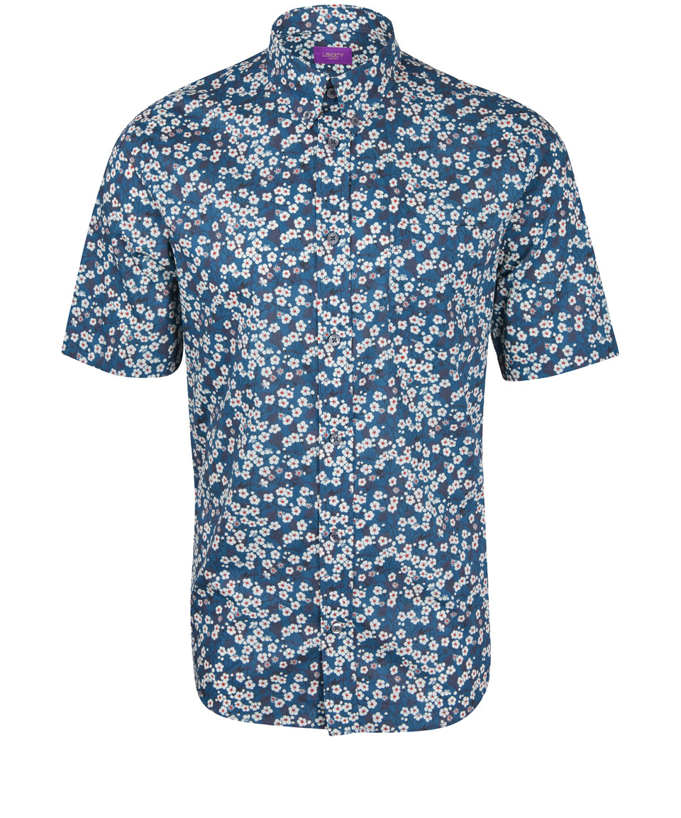 Lyst - Liberty Navy Mitsi Short Sleeve Cotton Shirt in Blue for Men