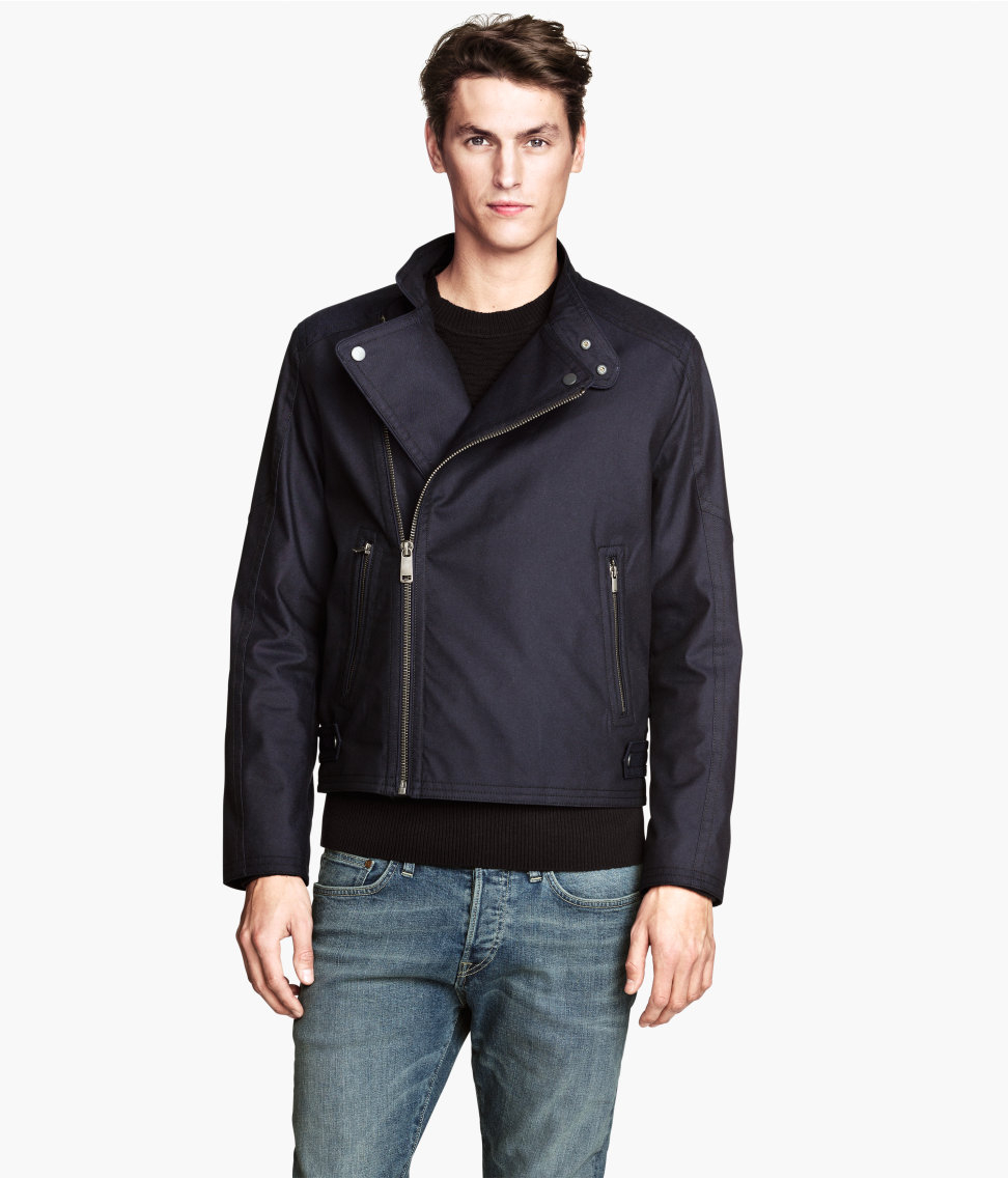 Lyst H M Biker Jacket In Blue For Men Gallery