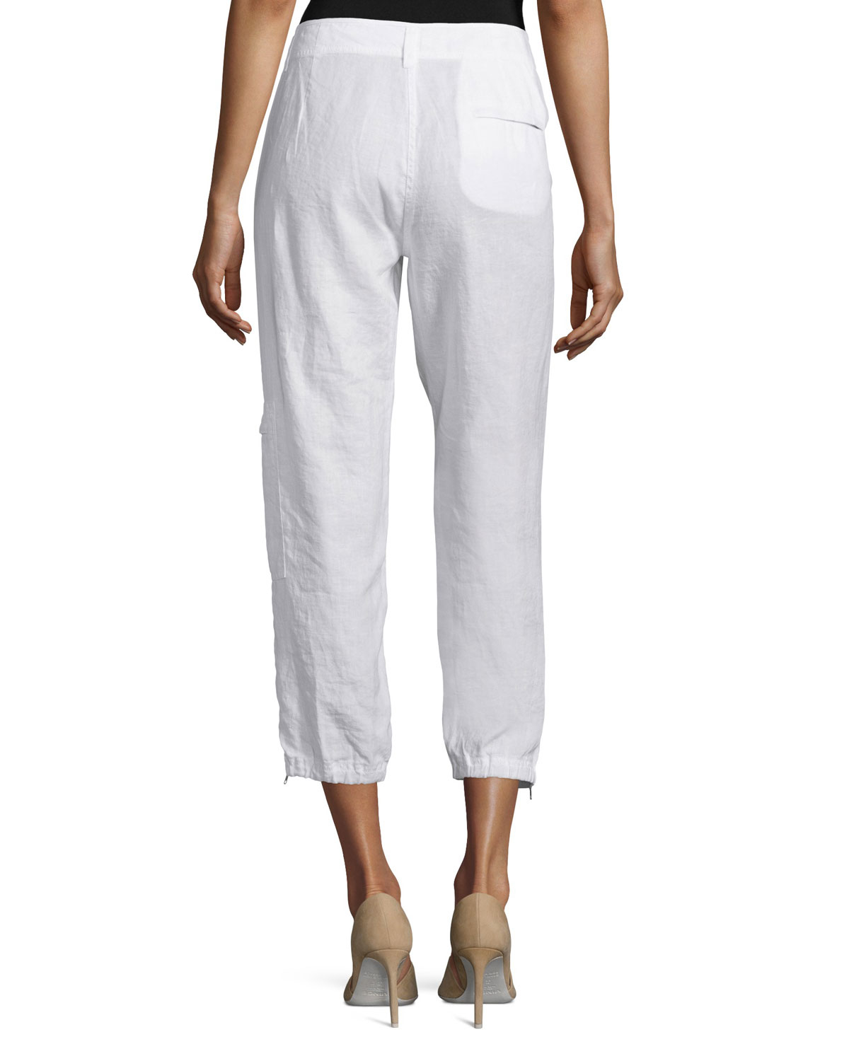 Lyst - Eileen Fisher Organic Linen Cargo Ankle Pants in White