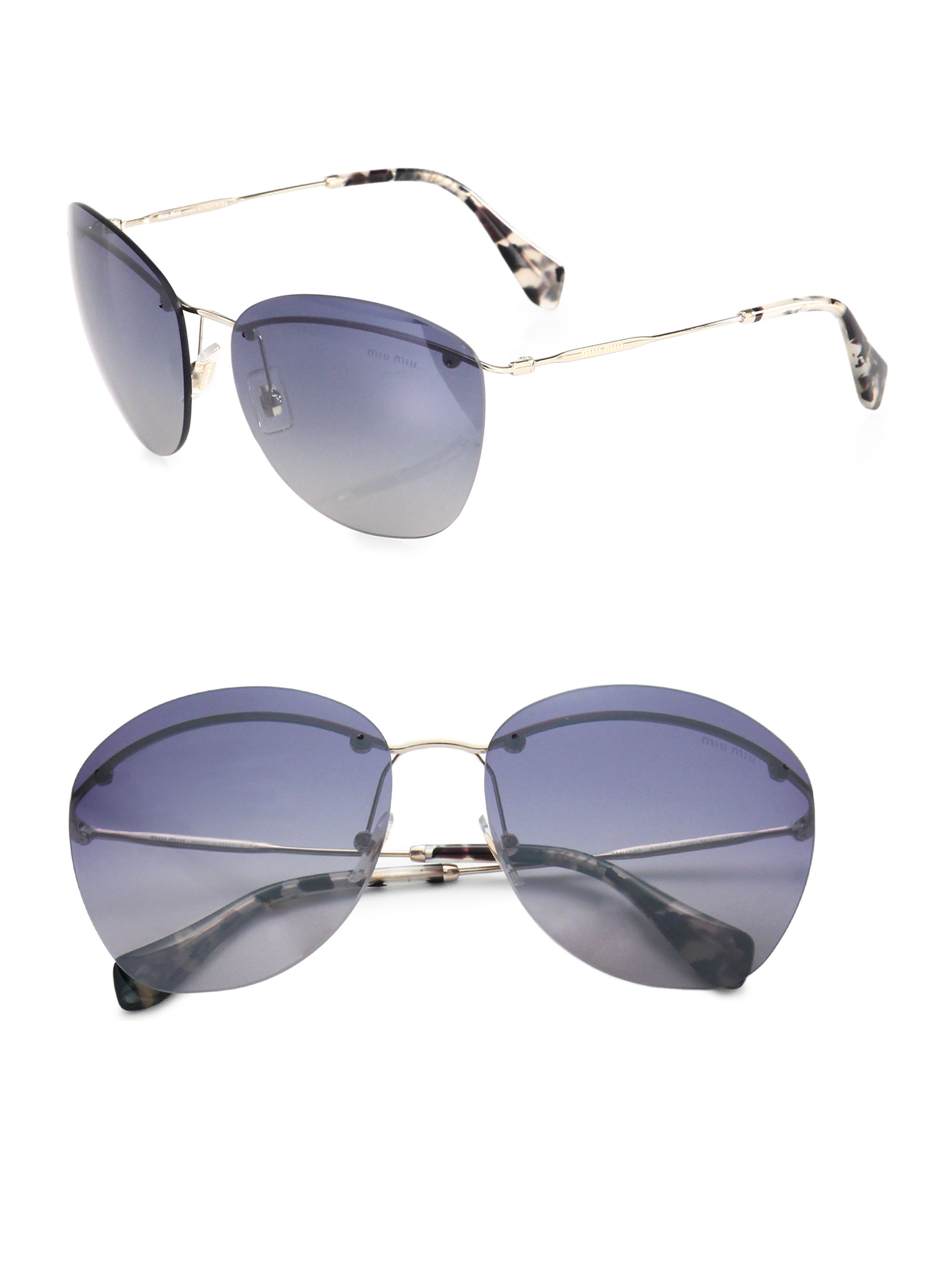 Miu miu Frameless Aviator Sunglasses in Blue Lyst