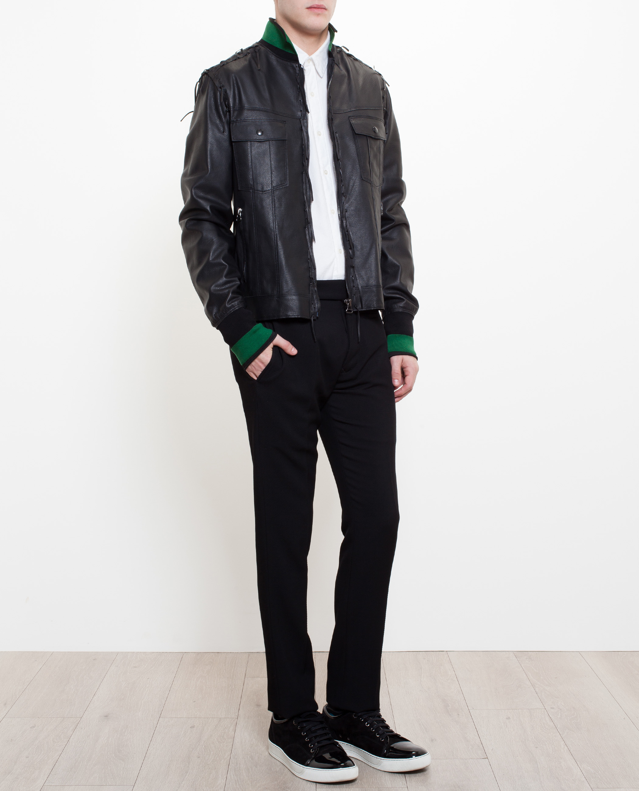 Lanvin Western Leather Jacket In Black For Men Lyst Gallery