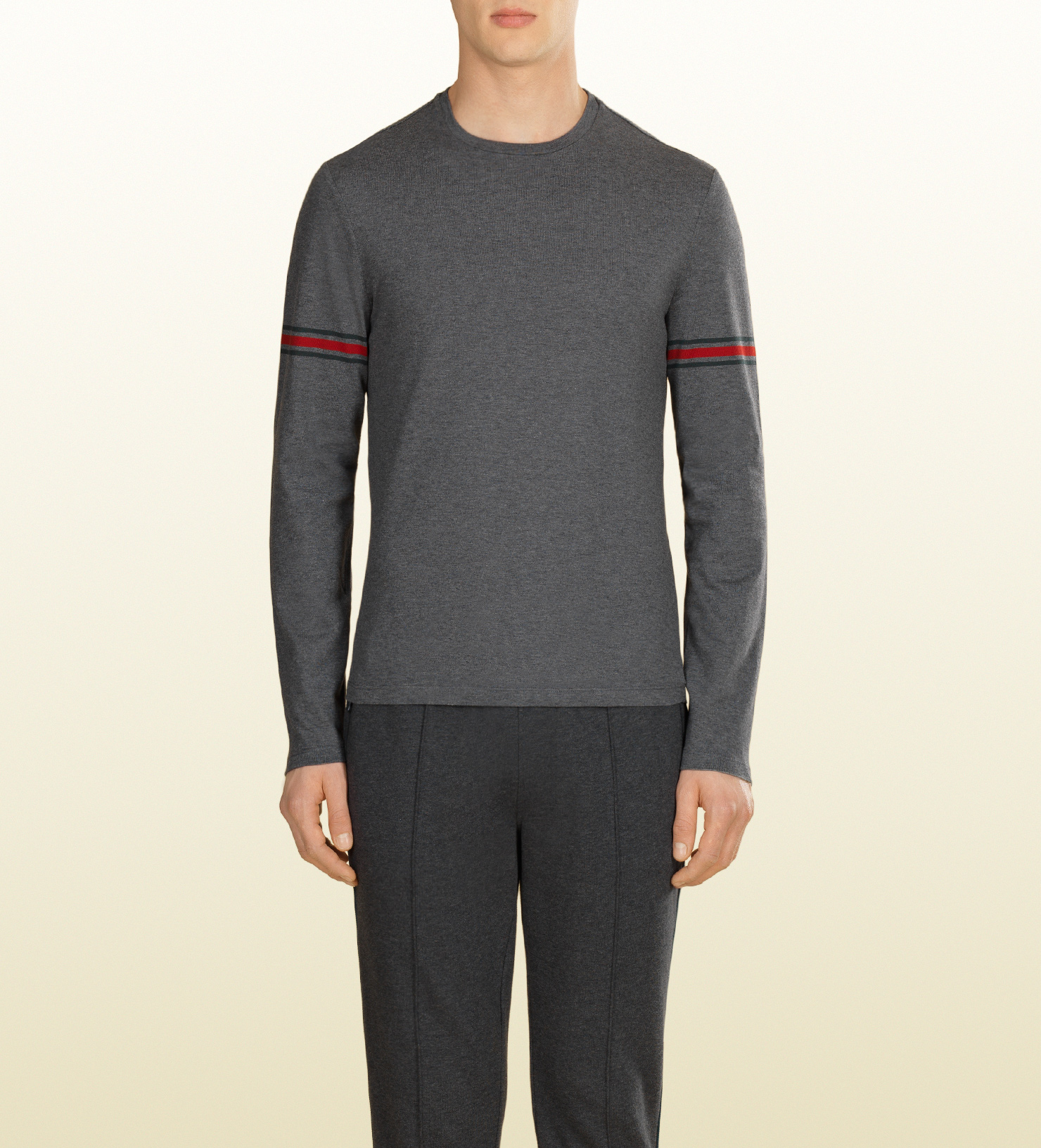 Gucci Cotton Jersey Web Long Sleeve T-shirt in Gray for Men (grey) | Lyst