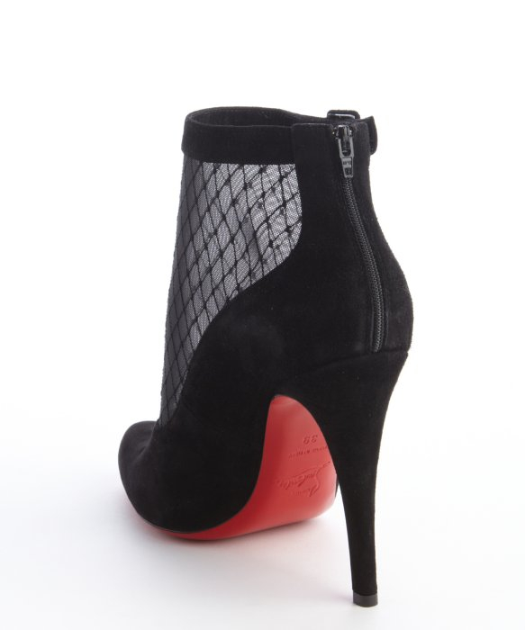 Christian louboutin Black Suede Trimmed Sheer Mesh Accent ...  