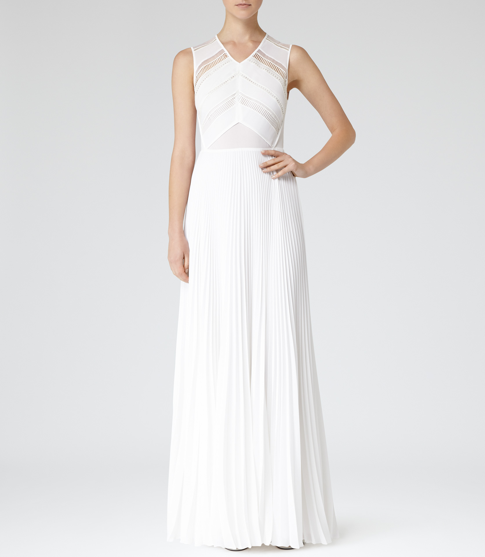 White Pleated Maxi Dress