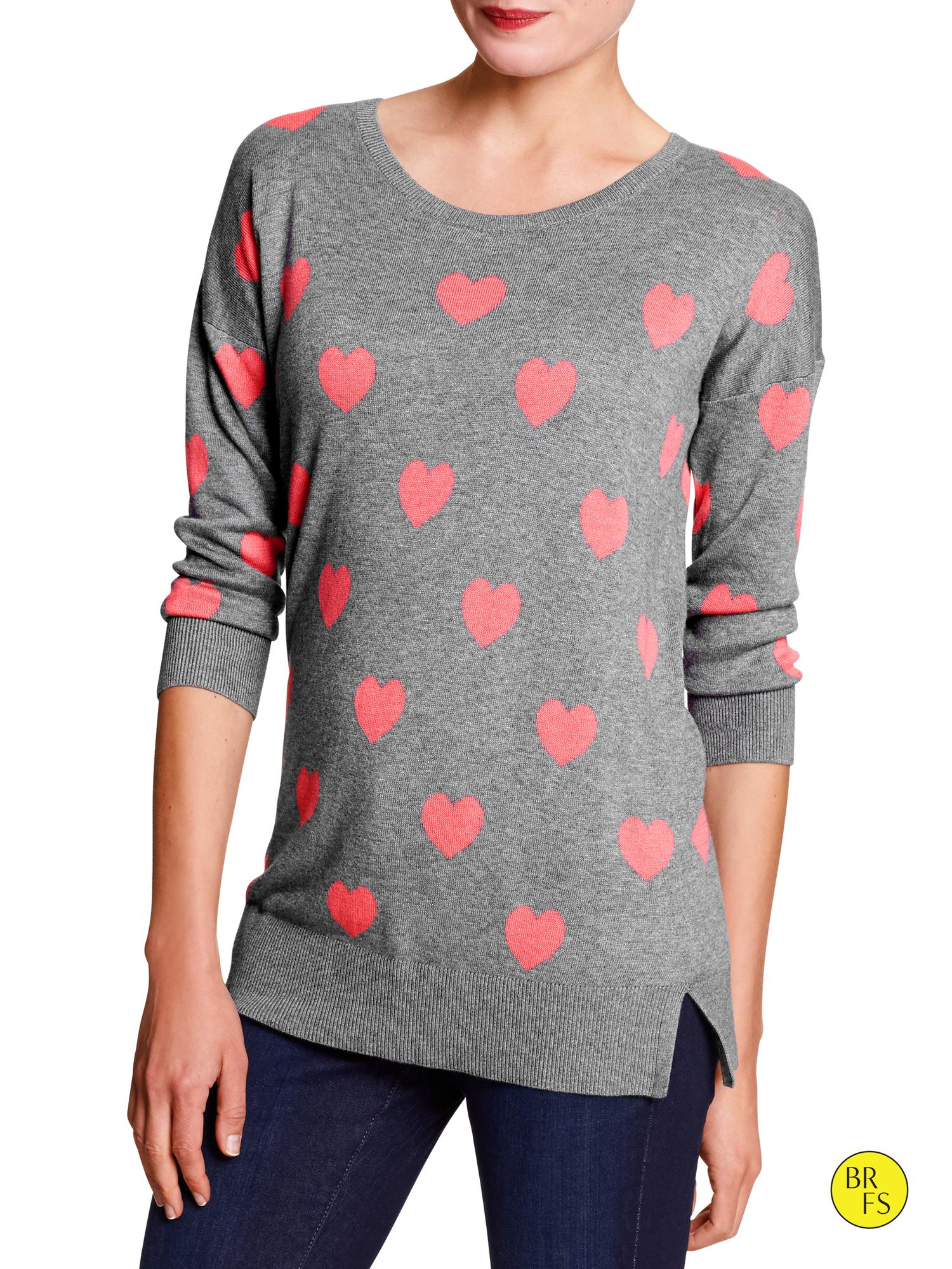 Banana republic Factory Heart Sweater in Gray (Light grey heather) | Lyst