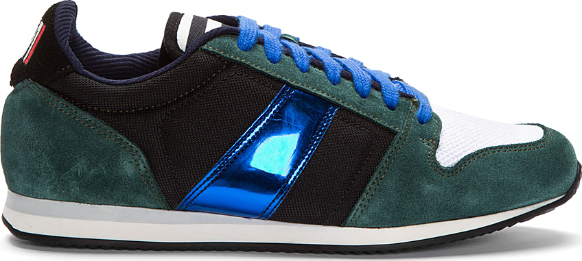 Lyst - Ami Forest Green Suede Metallic_trimmed Sneakers for Men