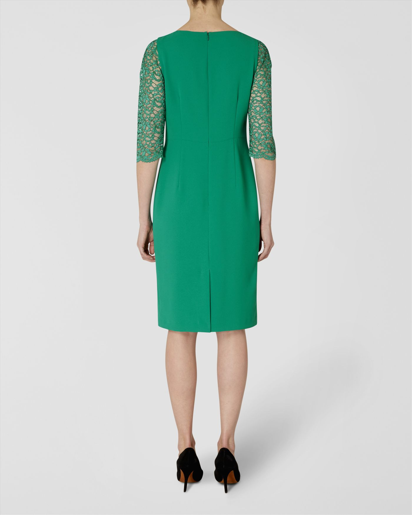 Lyst Jaeger Lace and Crepe Dress in Green