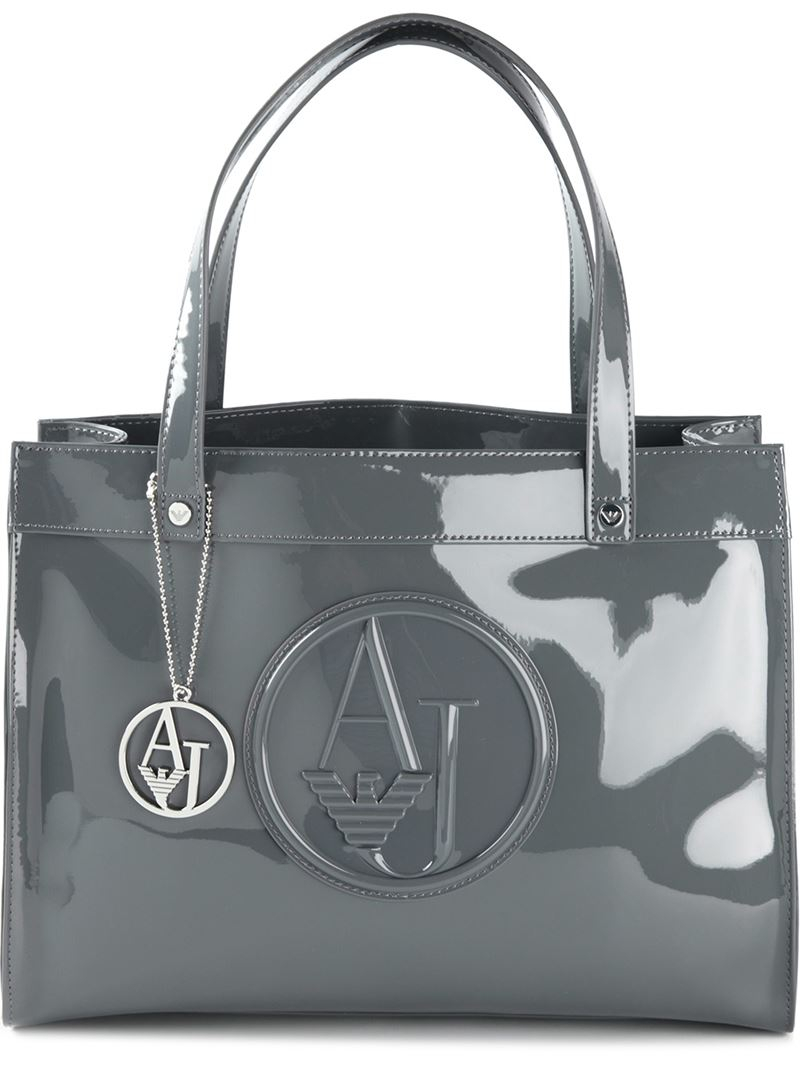 Lyst Armani Jeans Logo Embossed Tote Bag In Gray