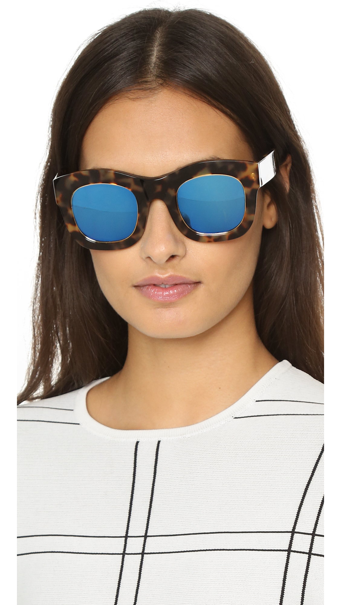 Lyst Illesteva Hamilton Ring Mirrored Sunglasses Tortoise/blue in Brown