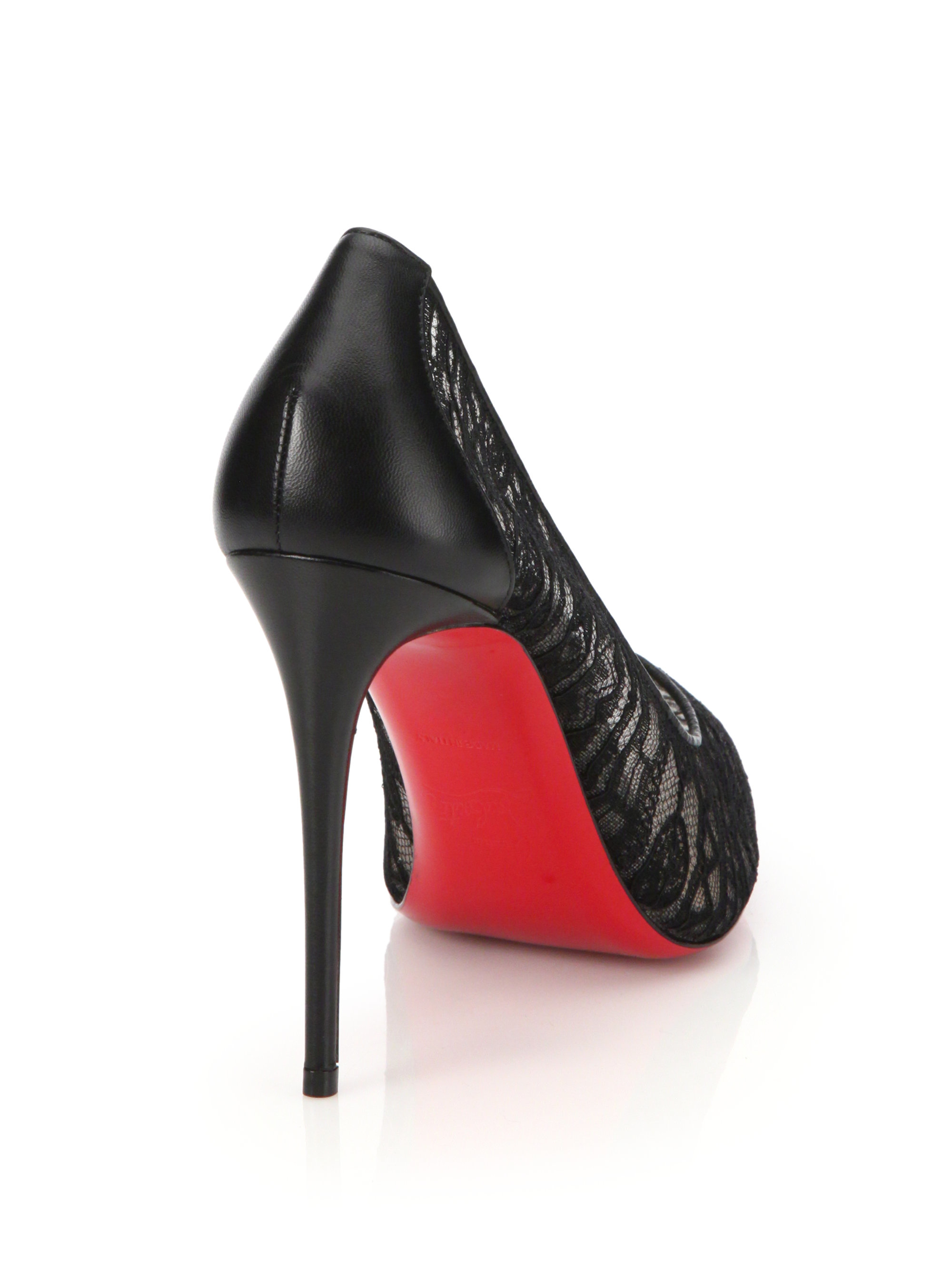 Christian louboutin Dorissima Lace and Leather Pumps in Black | Lyst