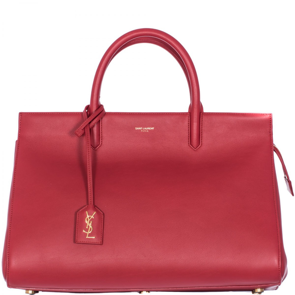 Saint laurent Red Leather Cabas Rive Gauche Medium Bag in Red | Lyst  