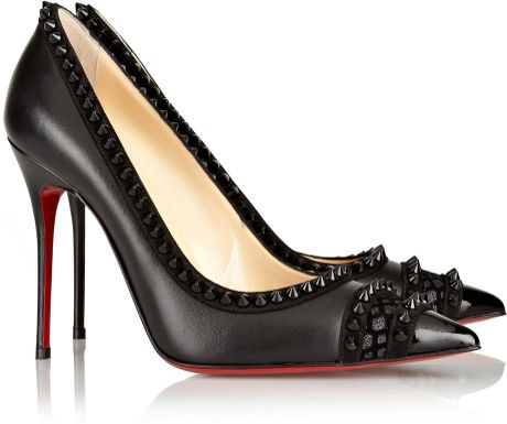 Christian Louboutin Malabar Hill 100 Spiked Leather Pumps in Black | Lyst