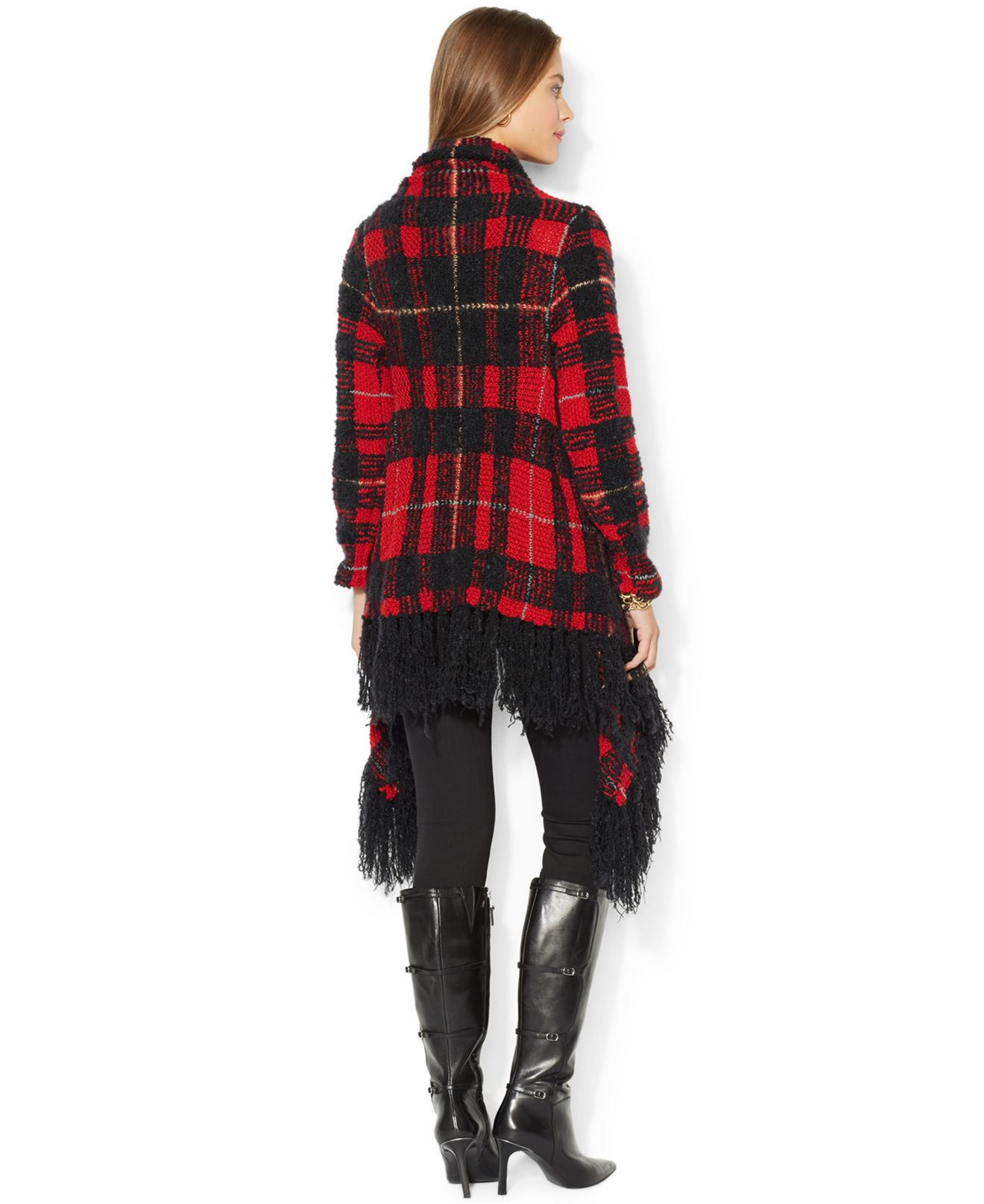 Lauren by ralph lauren Plaid Wrap Sweater in Red Lyst