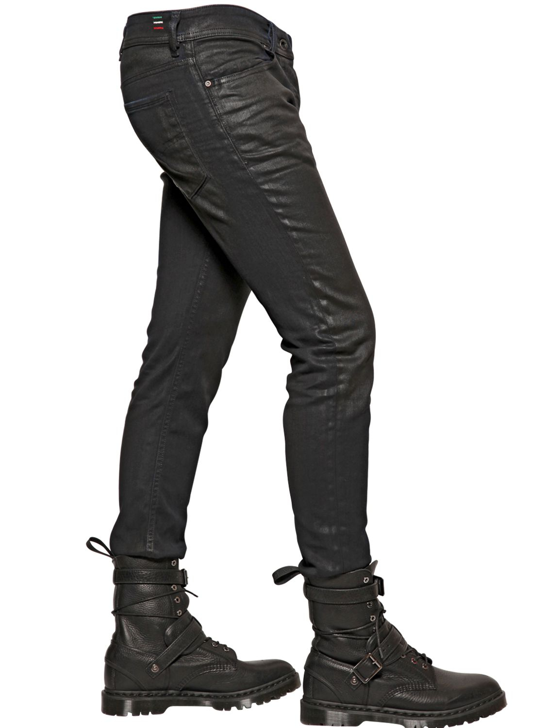 Lyst - DIESEL 17Cm Sleenker Coated Denim Jeans in Black for Men