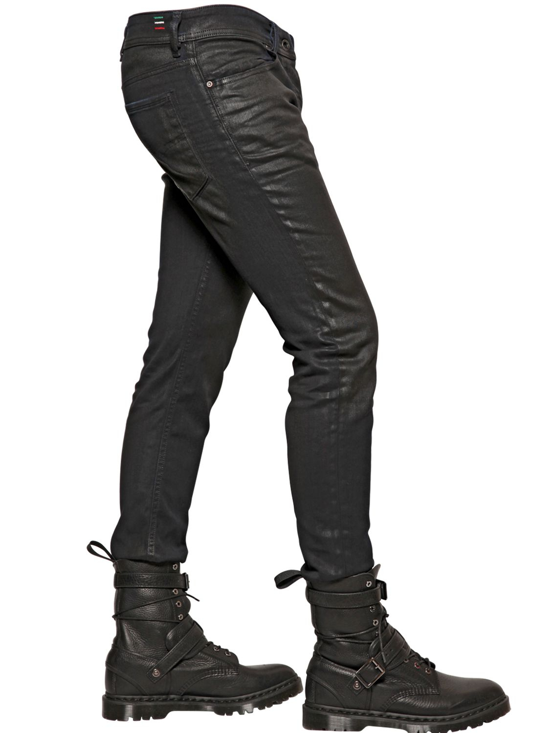 black coated denim jeans