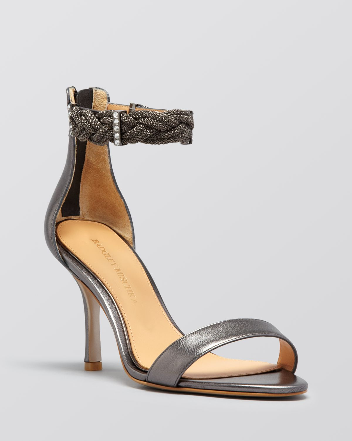 badgley mischka grey shoes