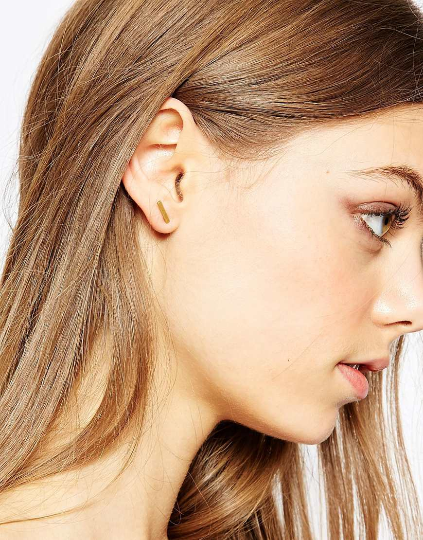 Lyst Pilgrim Long Bar Stud Earrings In Metallic Gallery