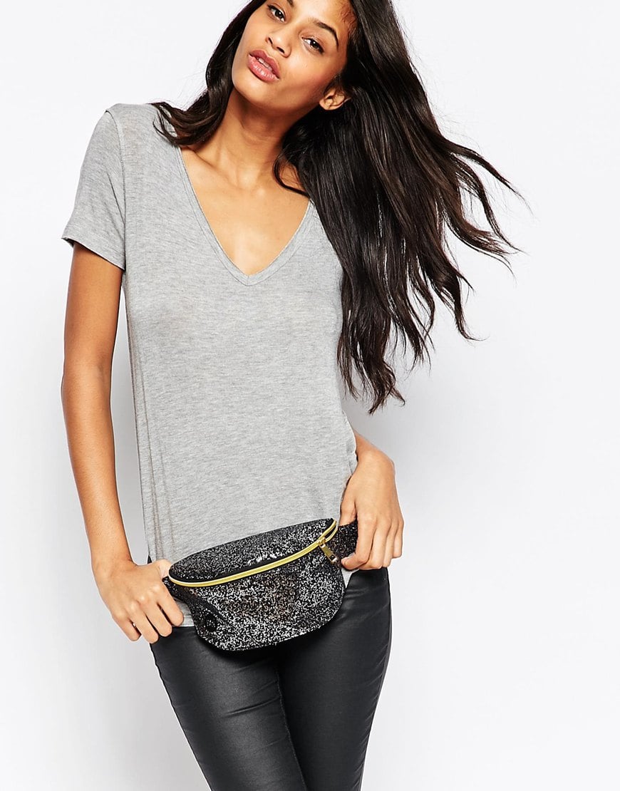 silver glitter bum bag