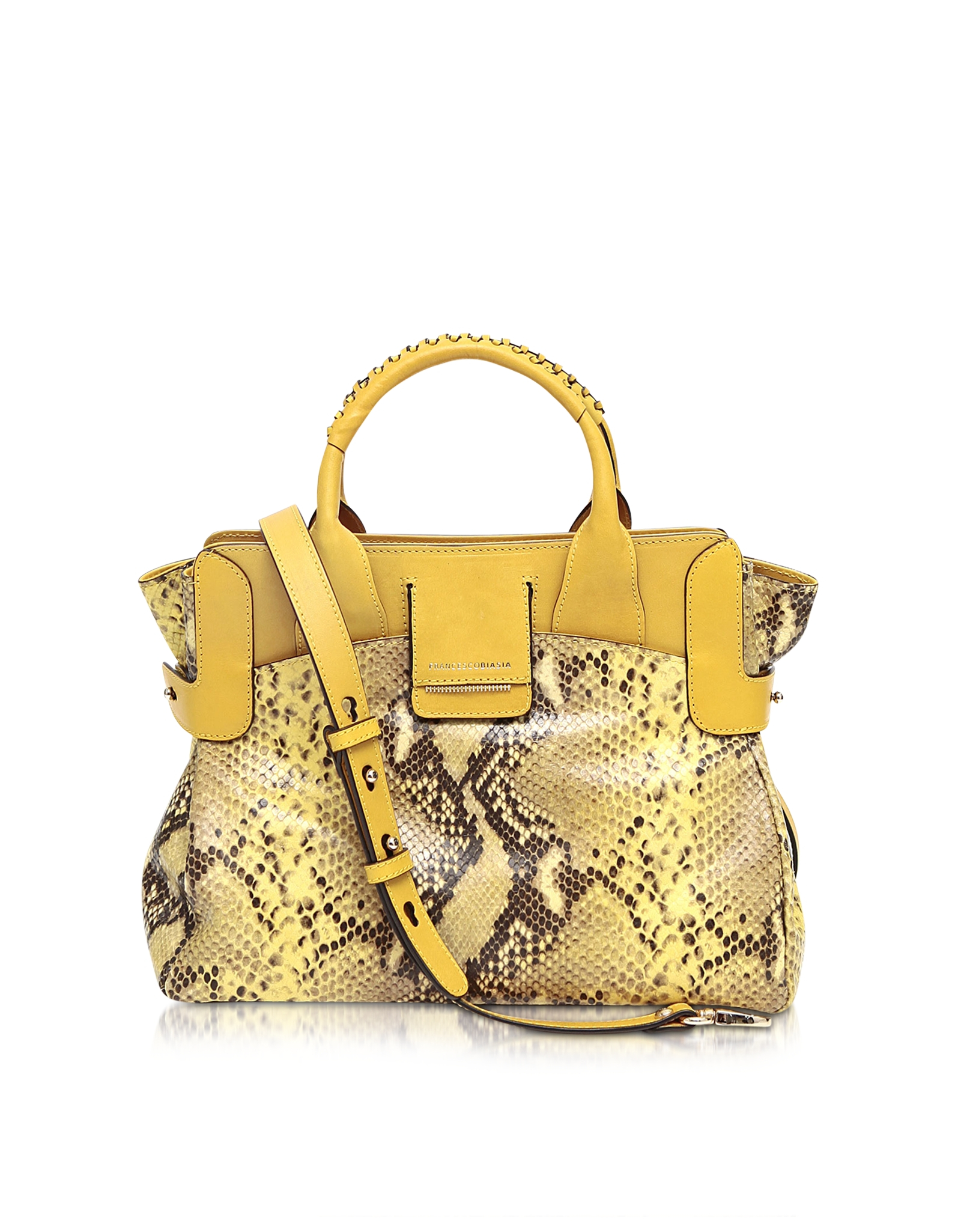 Lyst - Francesco biasia Camden Small Yellow Embossed Leather Tote Bag W/shoulder Strap in Brown
