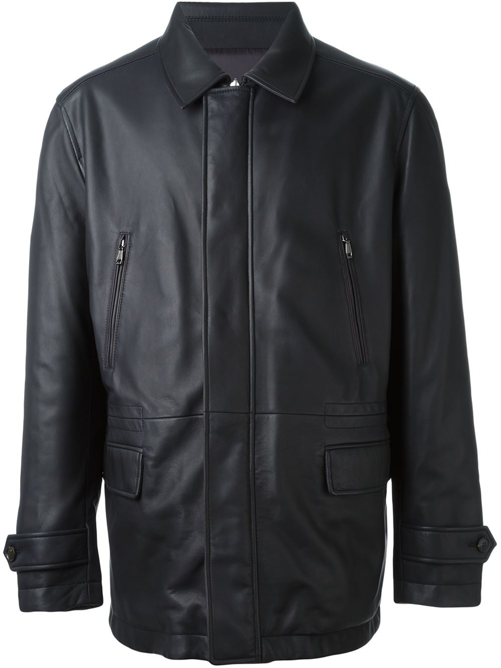 Brioni Classic Leather Jacket In Brown For Men Lyst Gallery