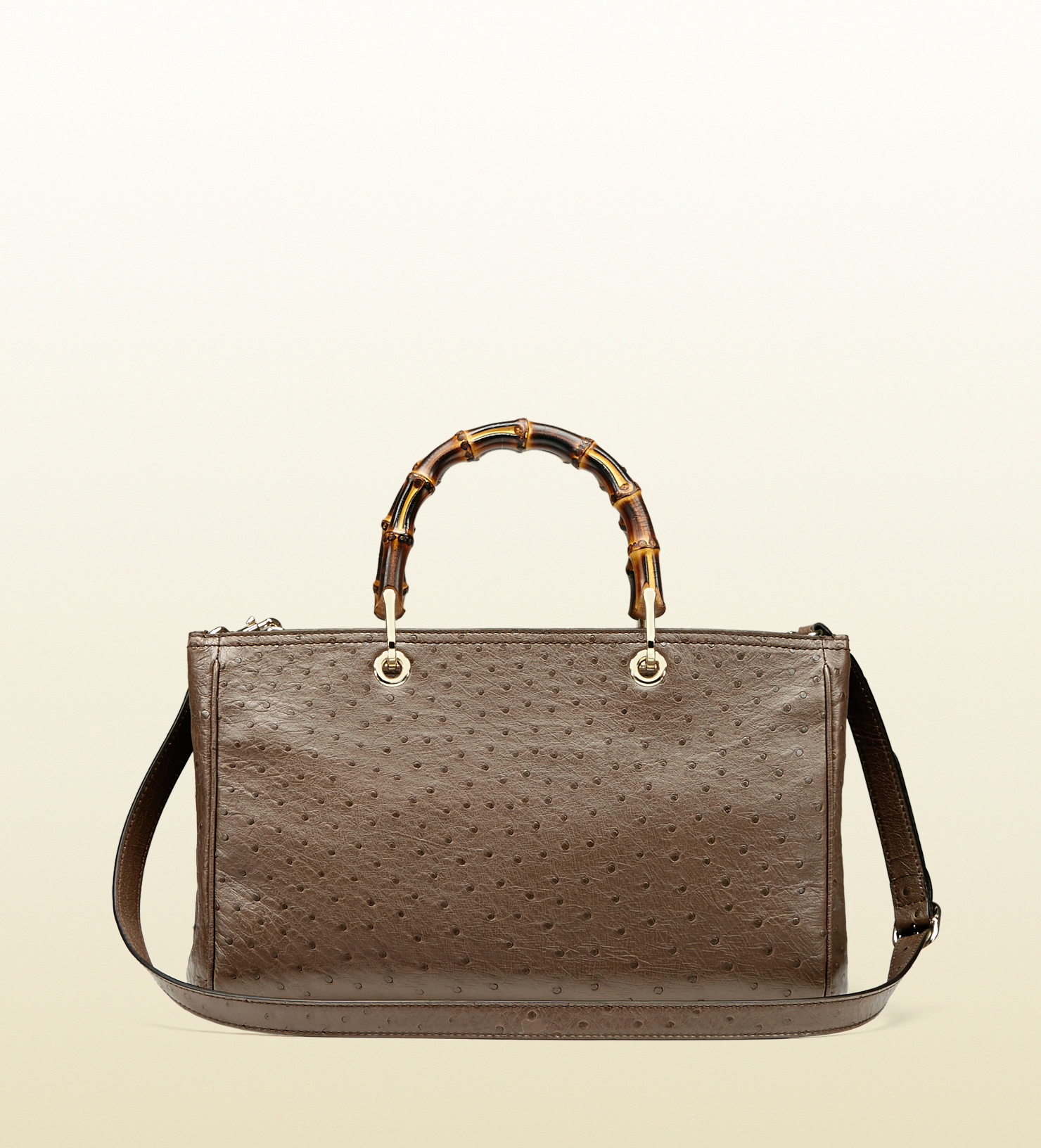 Lyst Gucci Bamboo Per Ostrich Leather Tote In Brown Gallery