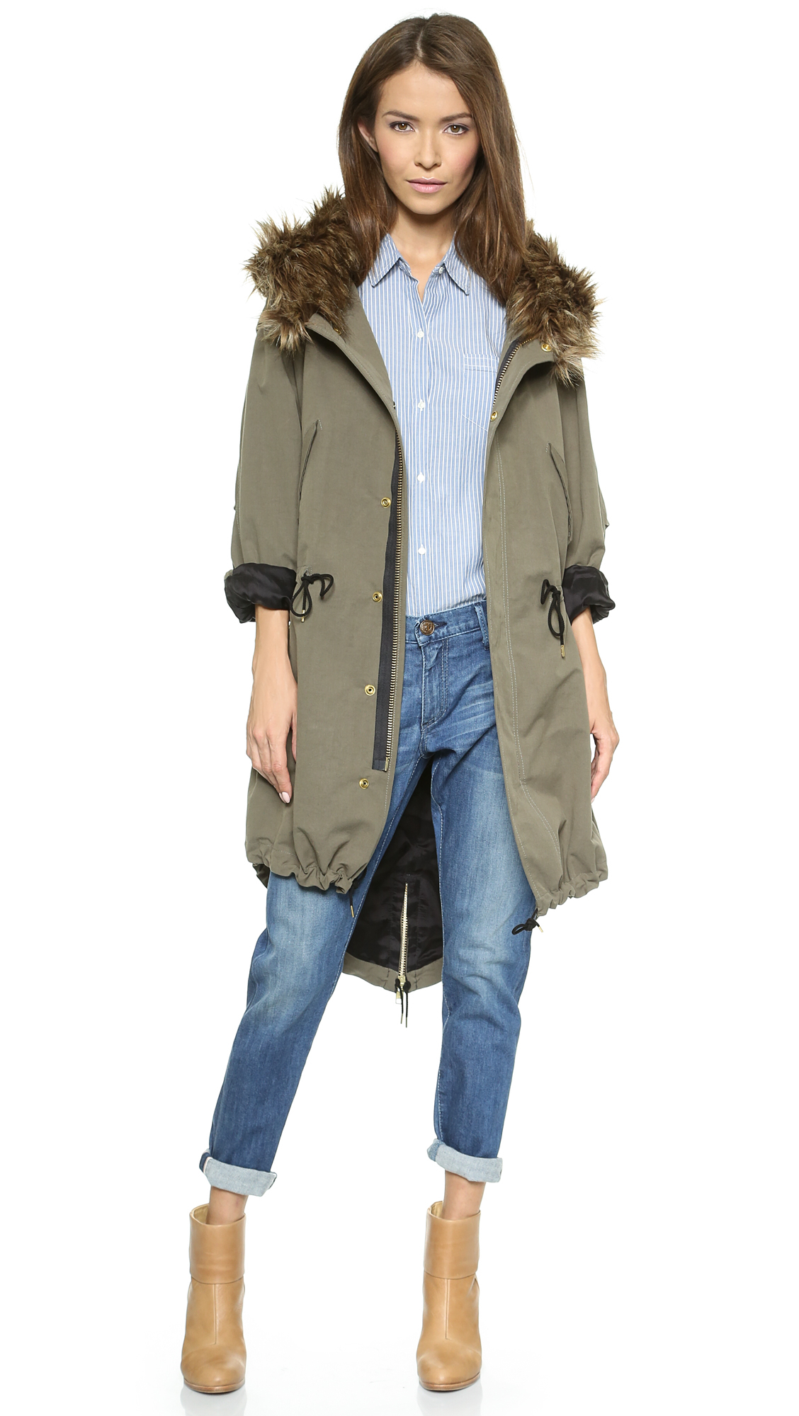 Lyst - Smythe Anorak With Faux Fur Hood - Army in Green