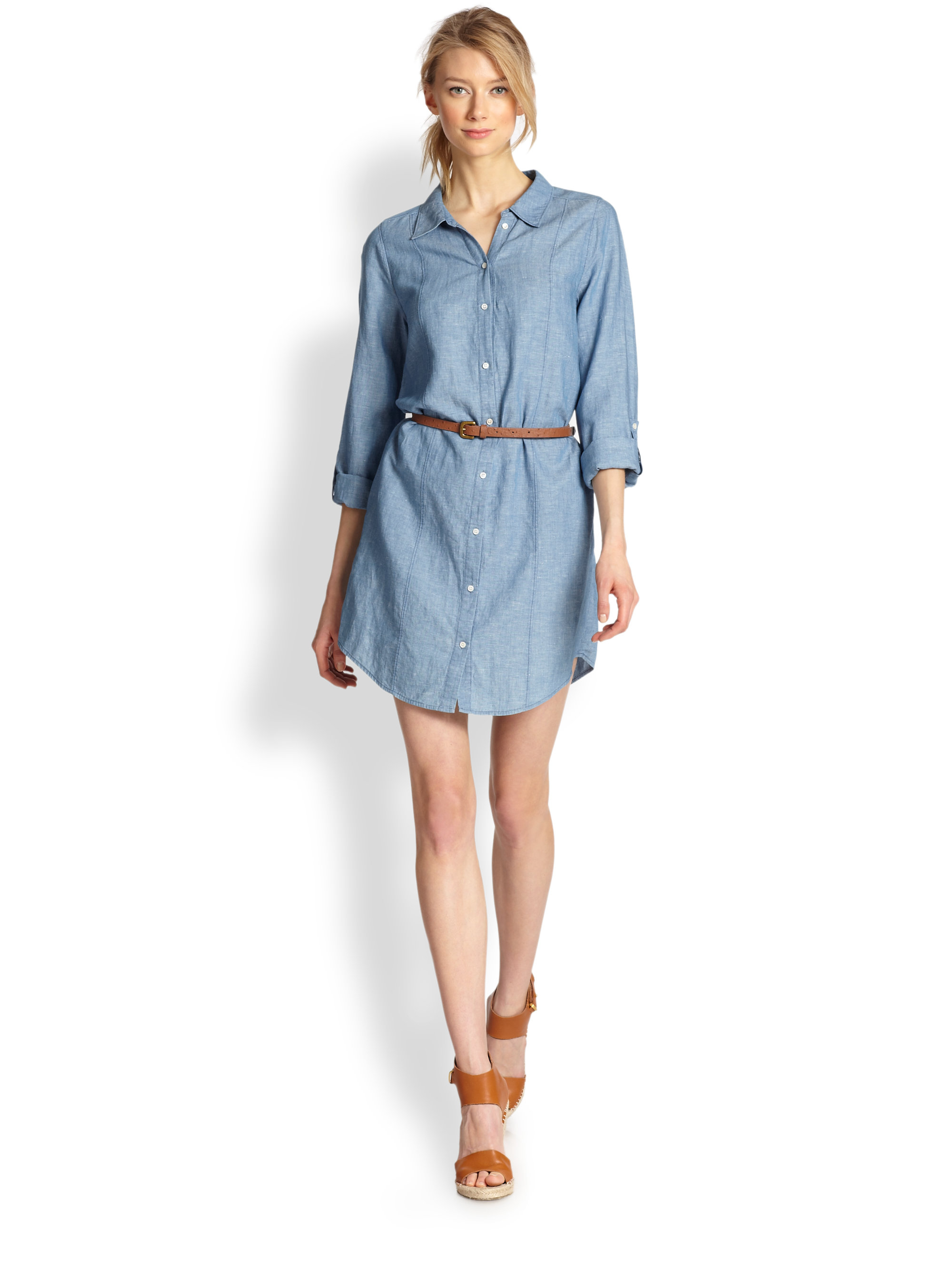 Lyst Joie Tarellia Chambray Belted Shirtdress In Blue Gallery