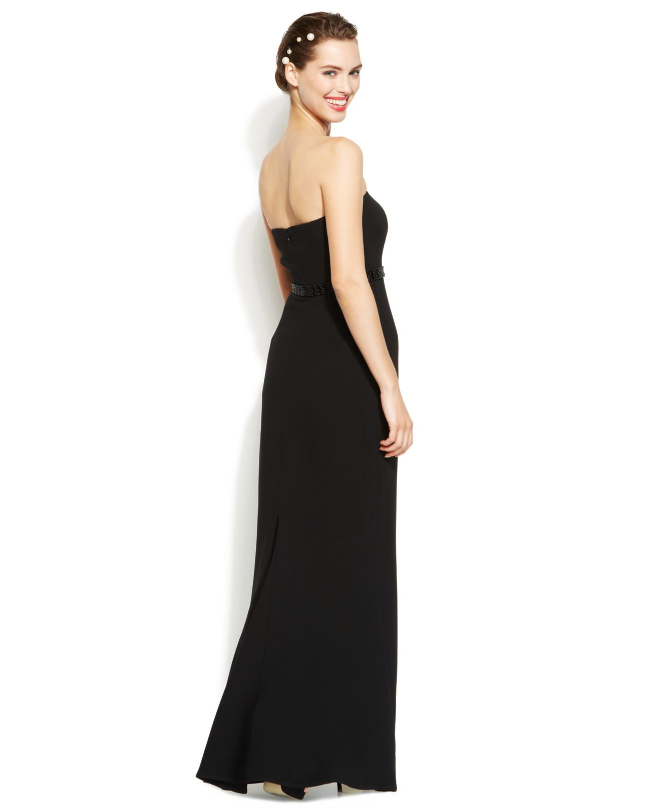 calvin klein strapless foldover gown