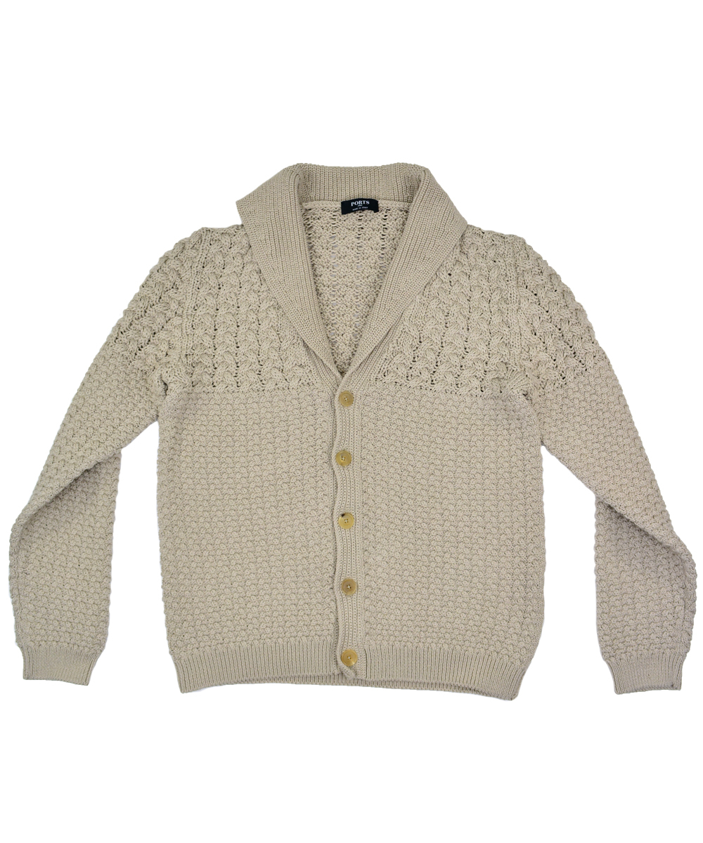 Ports 1961 Tan Cable Knit Sweater Jacket in Beige for Men (tan) | Lyst
