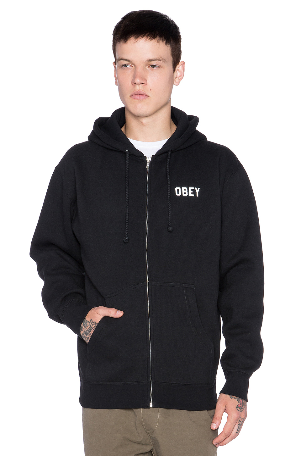 obey collegiate reflective 2 zip hoodie in black for obey collegiate reflective 2 zip hoodie in black for