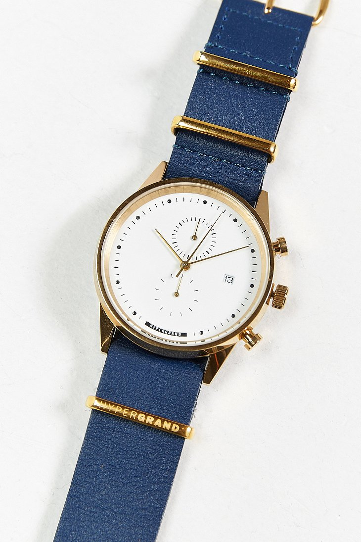 Lyst Hypergrand Maverick Chrono Nautical Blue Leather Watch In Gallery
