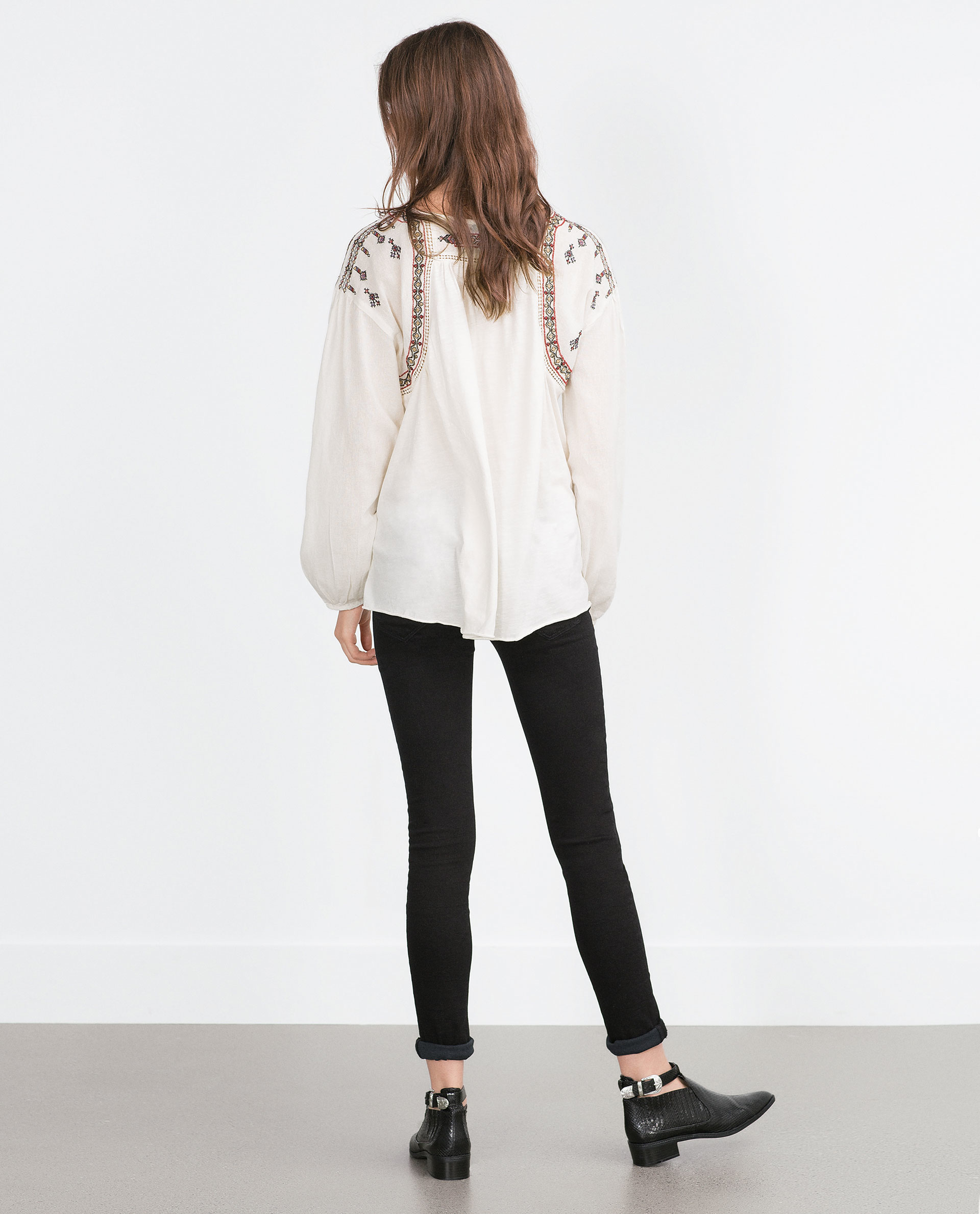 zara white embroidered top