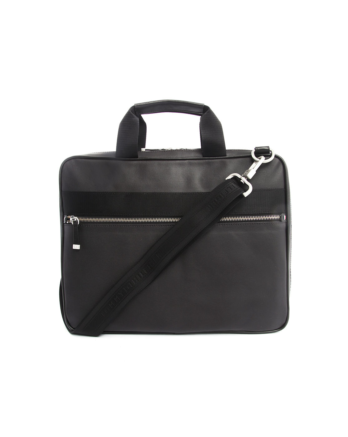Tommy hilfiger Darren Black WaxCoated Canvas Laptop Bag in Black for