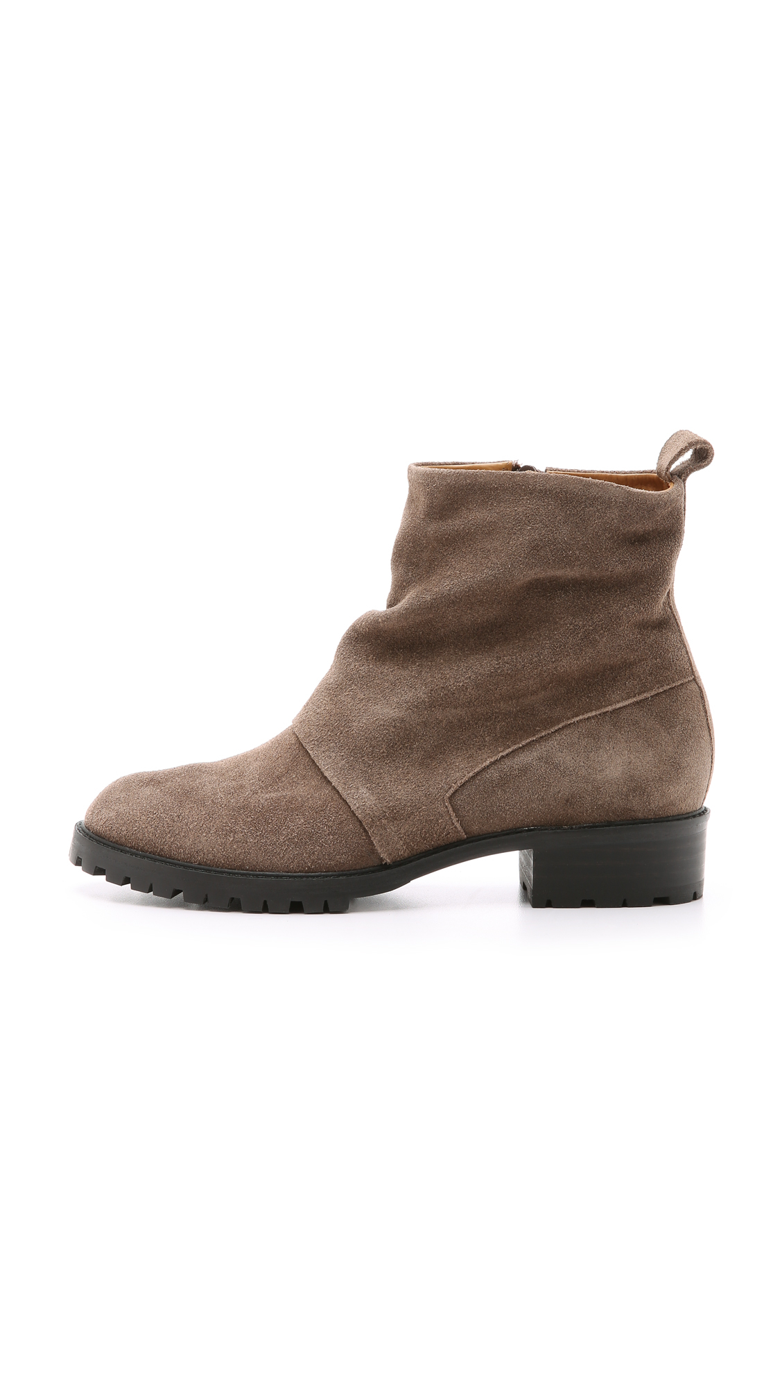 tan suede flat booties