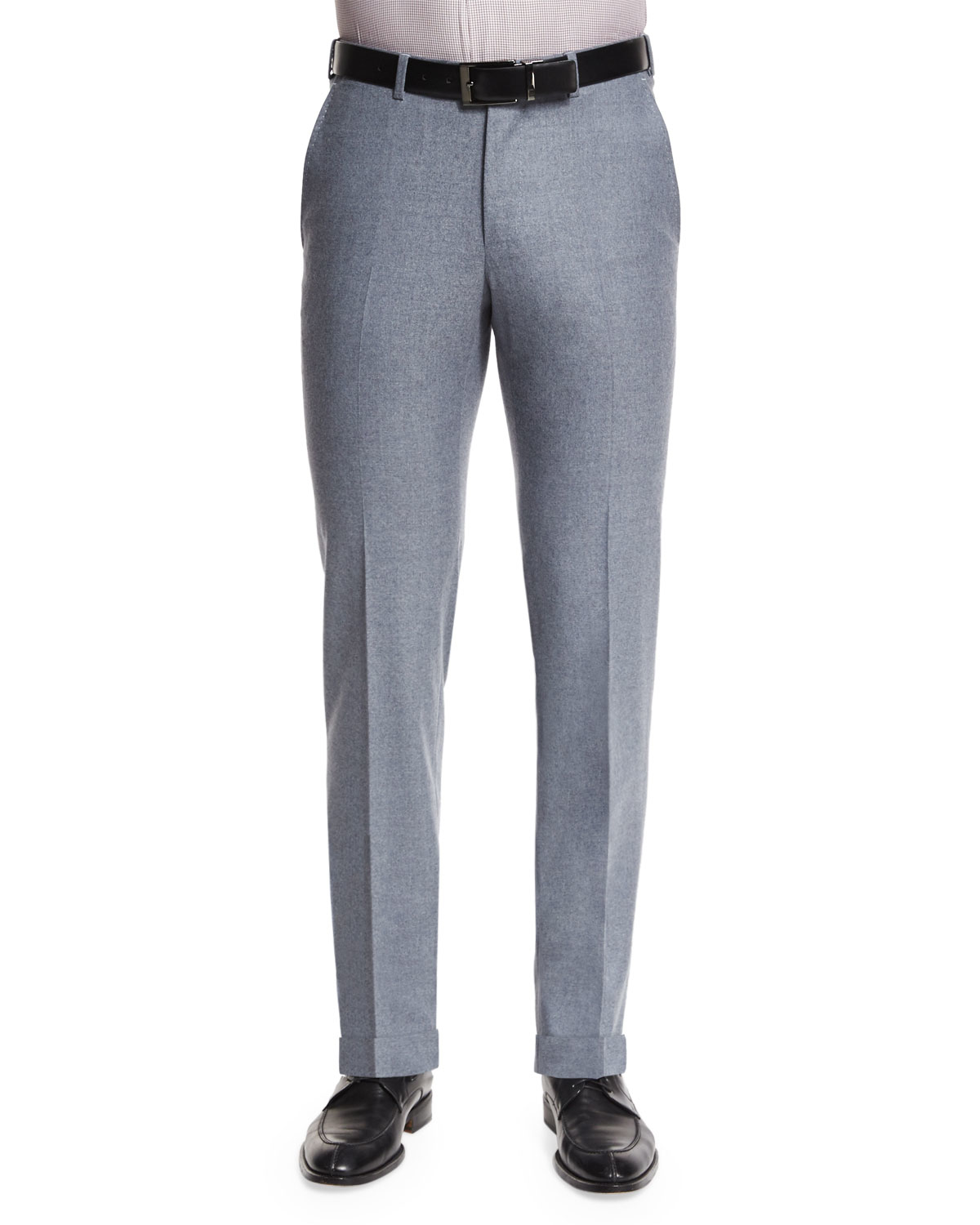 Lyst - Ermenegildo Zegna Flat-front Flannel Trousers in Gray for Men