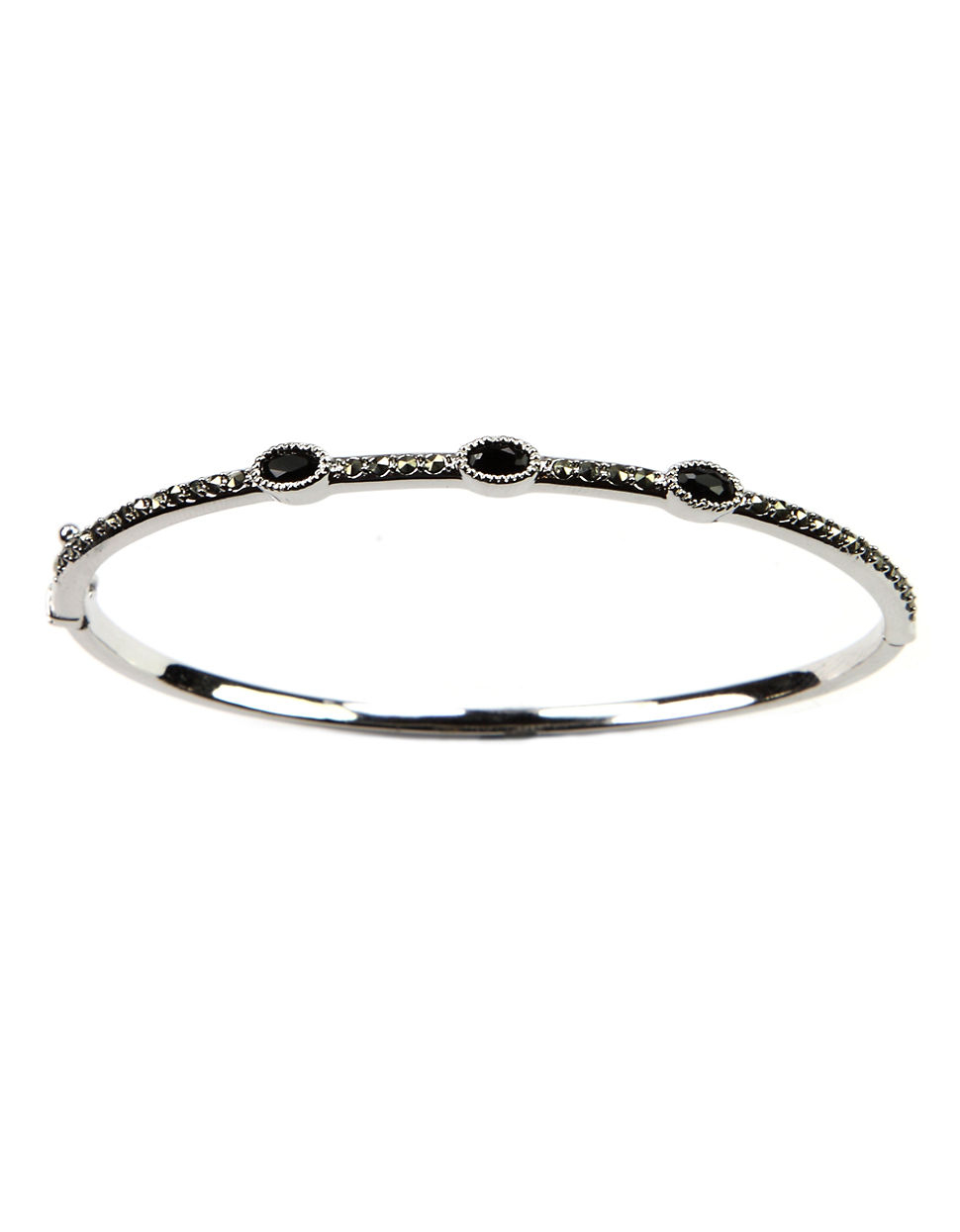 Lyst Judith Jack Sterling Silver And Crystal Bangle Bracelet In Black Gallery