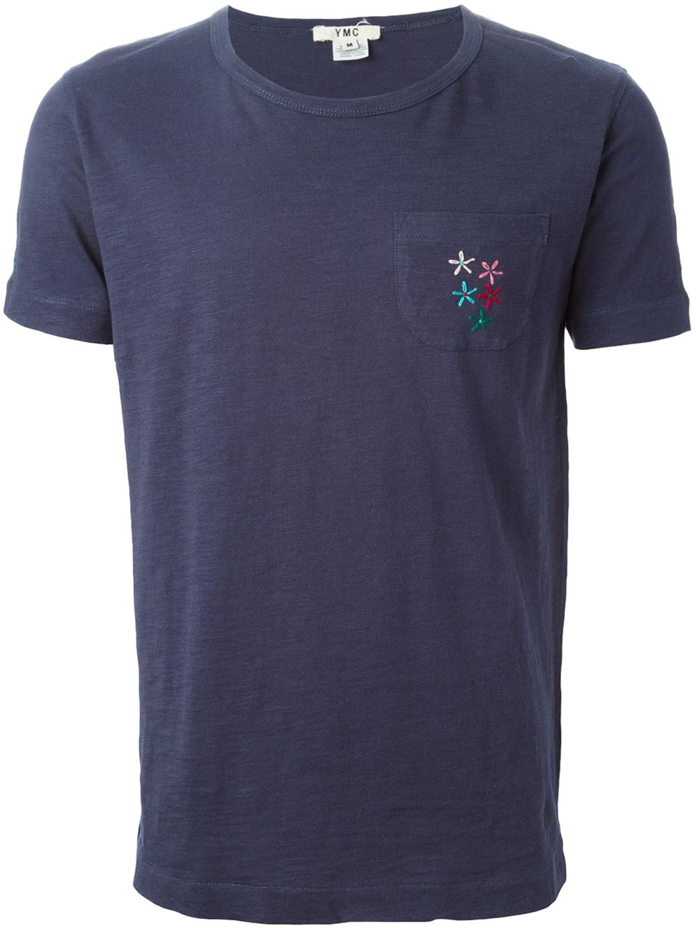 Lyst - Ymc Flower Embroidered Pocket T-Shirt in Blue for Men