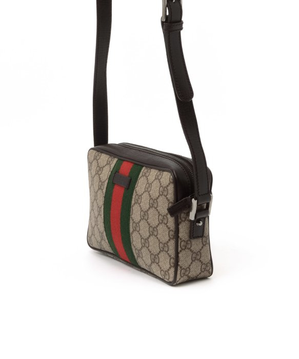 Gucci Preowned Beige Gg Canvas Web Stripe Shoulder Bag in Natural | Lyst