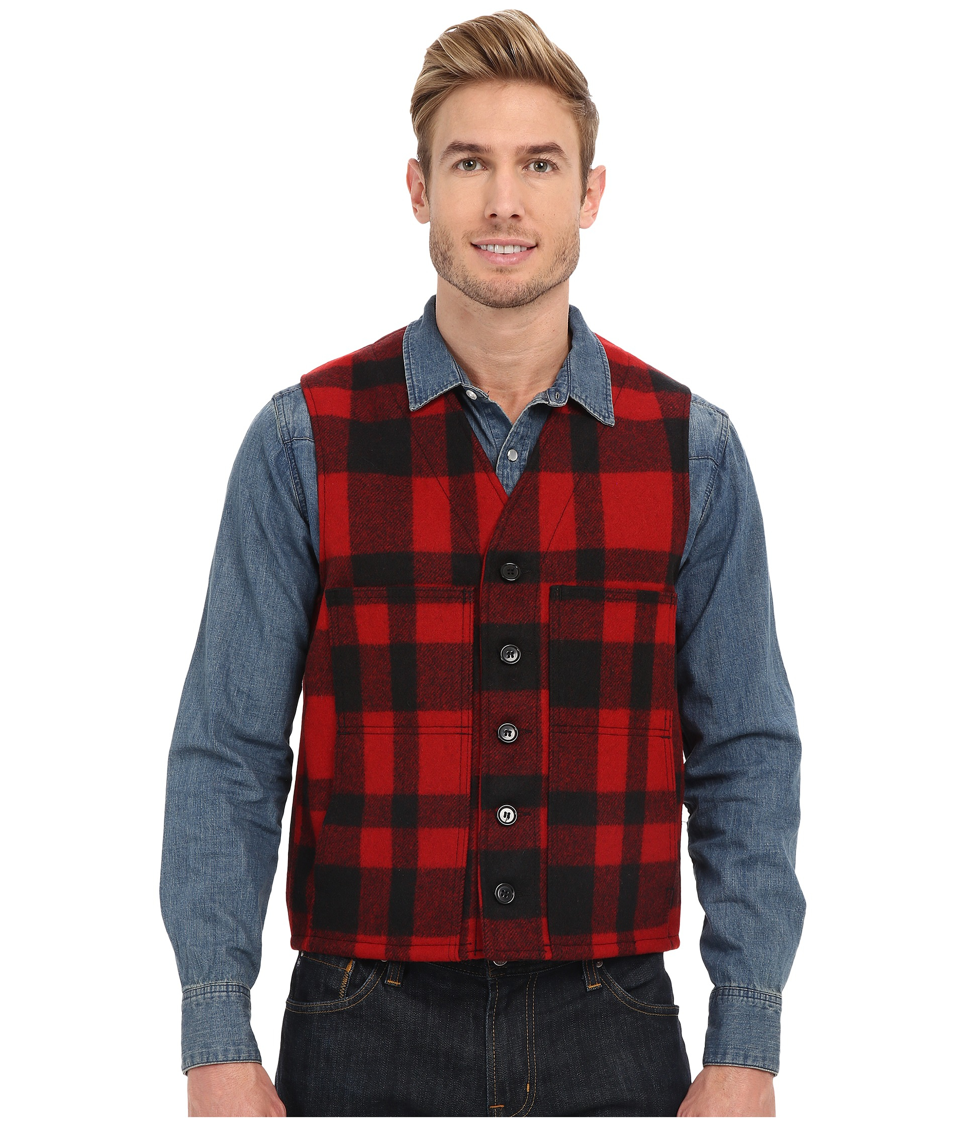 mens red button up sweater vest