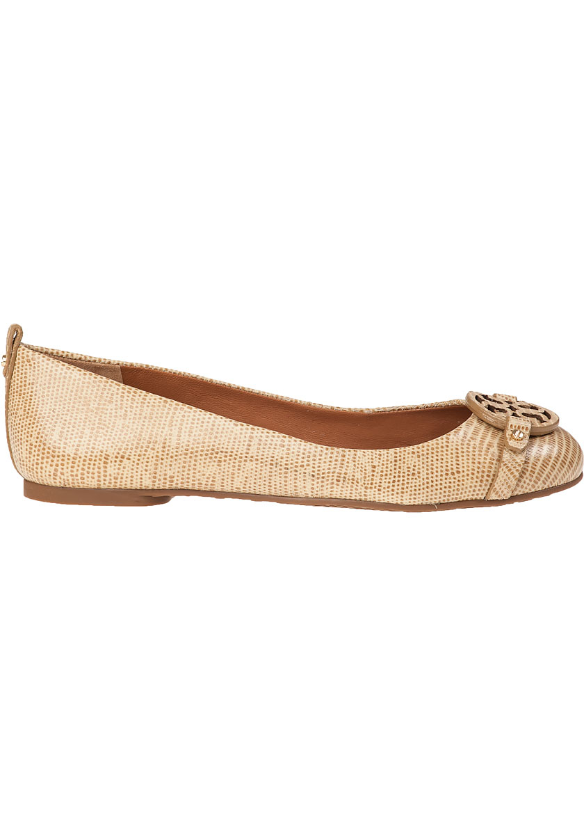 Lyst - Tory Burch Mini Miller Leather Ballet Flats in Natural