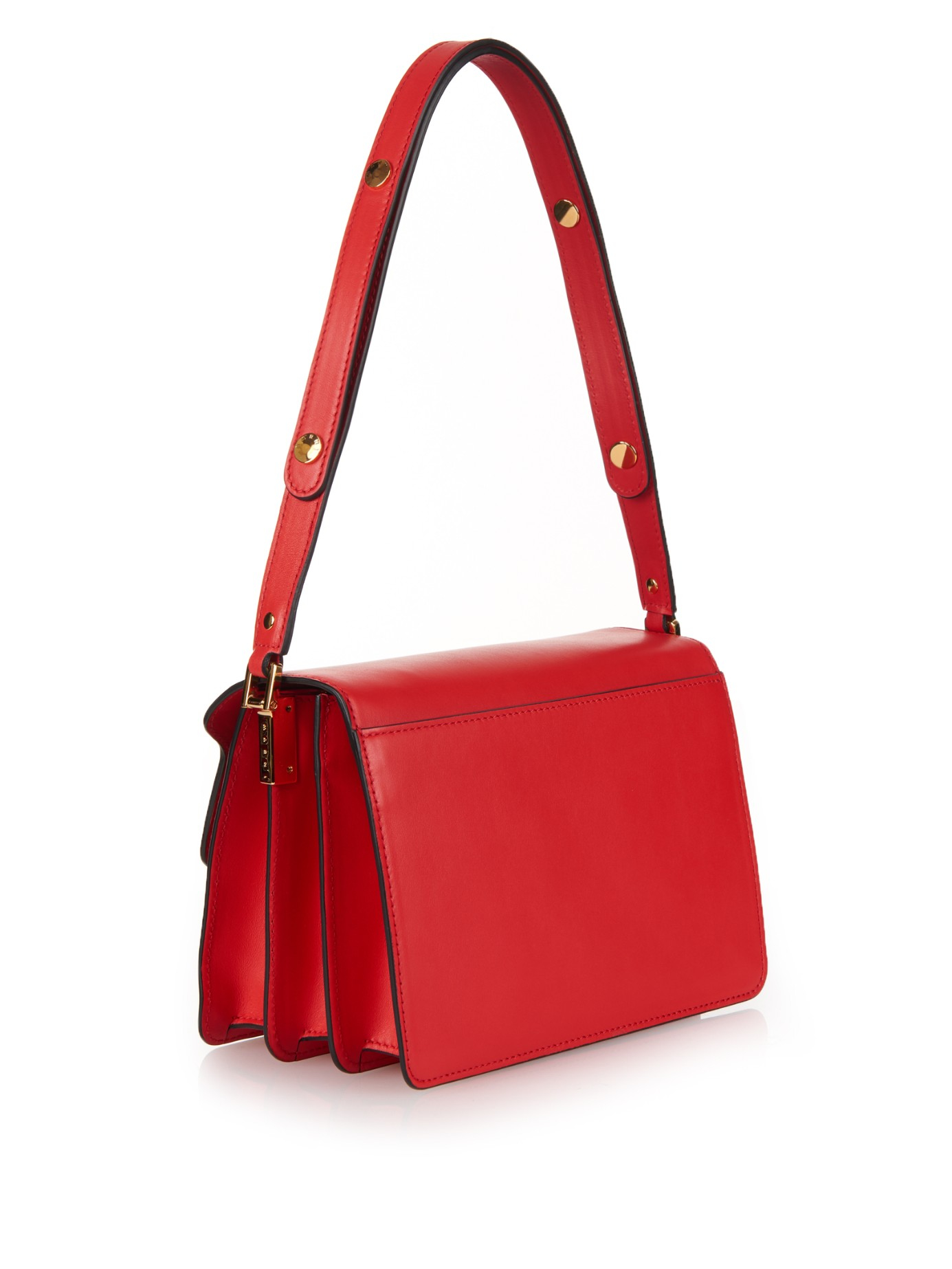 Marni Trunk Medium Leather Shoulder Bag In Red Lyst
