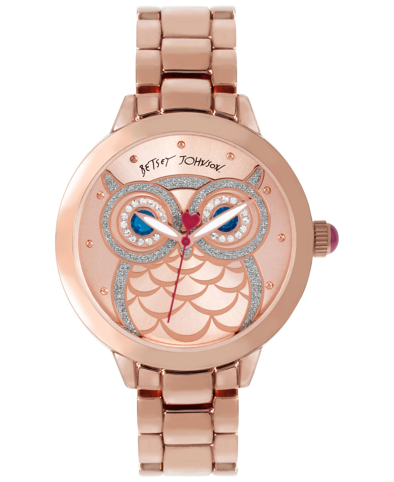 Betsey Johnson Women's Rose Gold-tone Stainless Steel Bracelet Watch ...