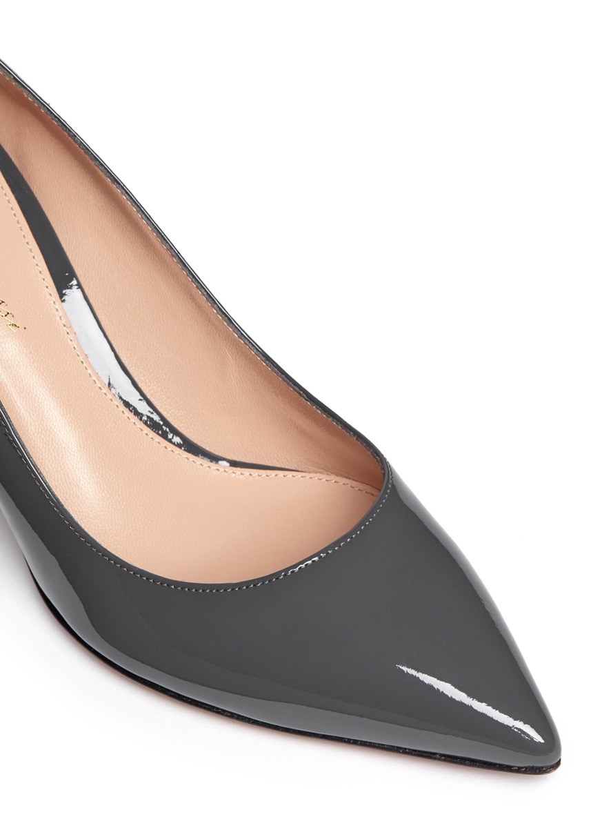 grey leather pumps