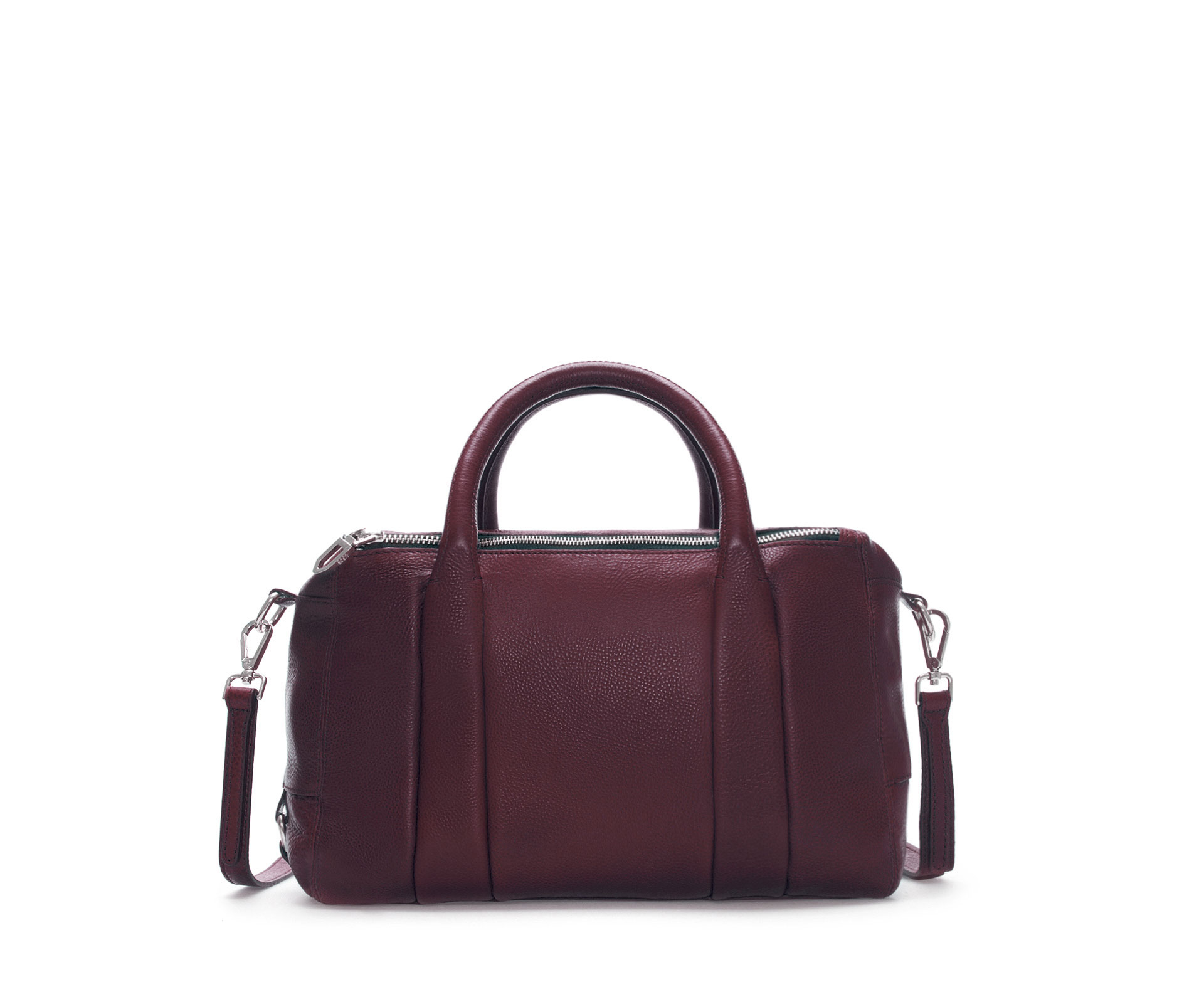 Zara Leather Bowling Bag in Purple | Lyst