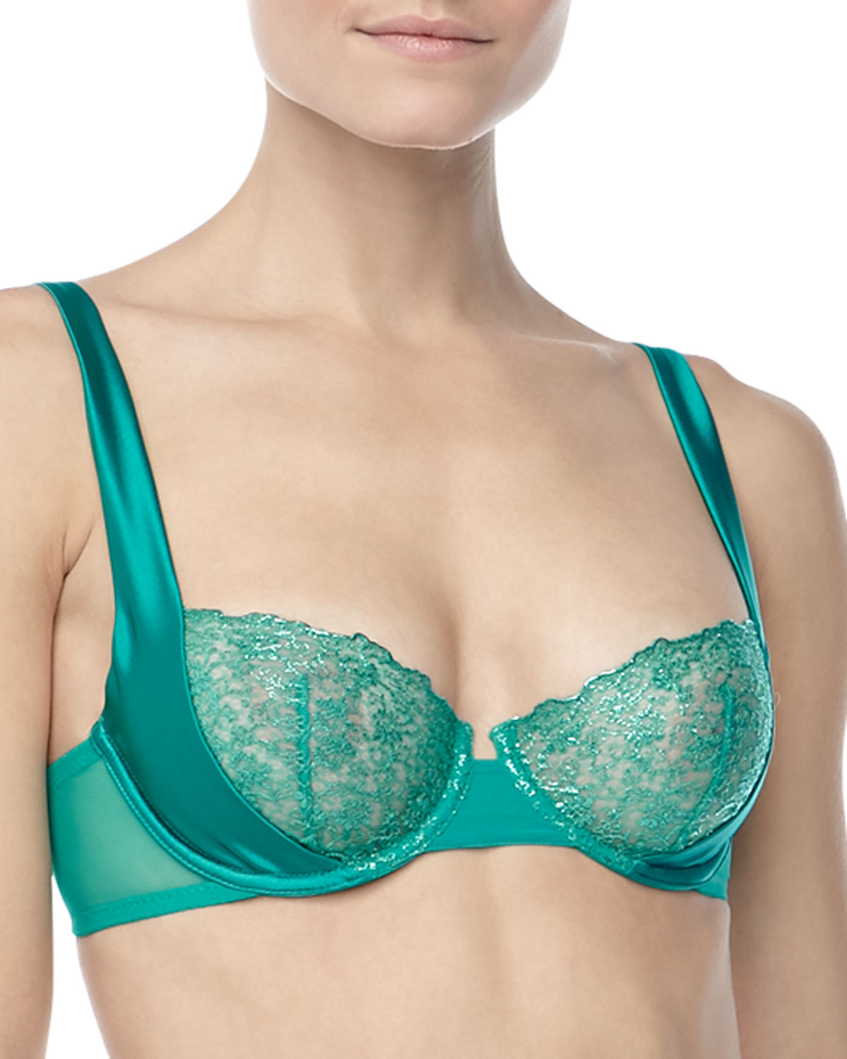 Lyst La Perla Sparkling Jasmine Balconette Bra Emerald In Green