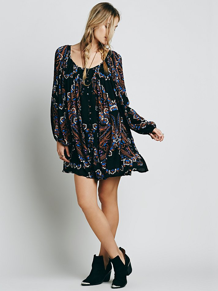 Free people Peasant Printed Mini Dress | Lyst