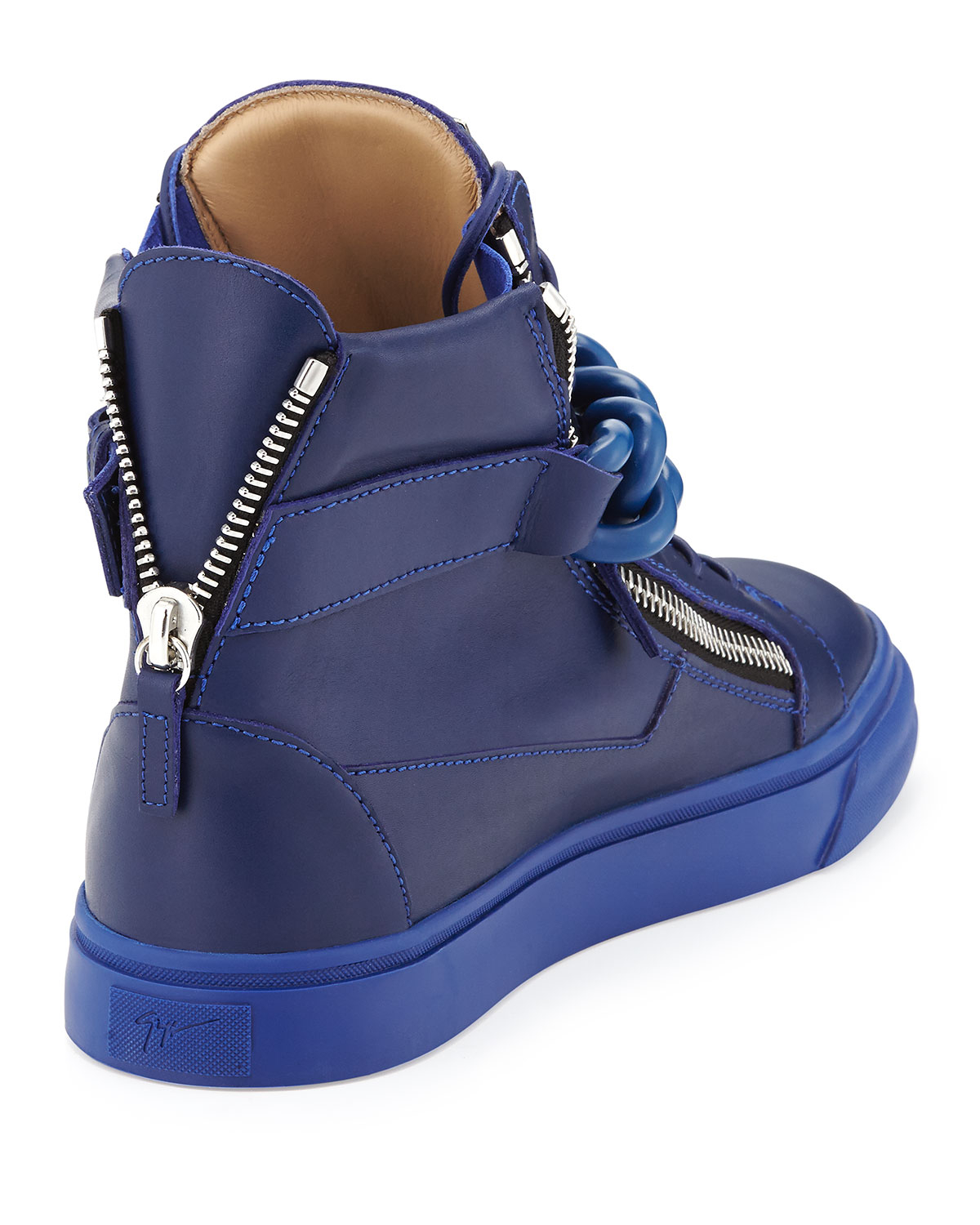 Giuseppe zanotti Mens Chain Zipper Leather Hightop in Blue for Men ...